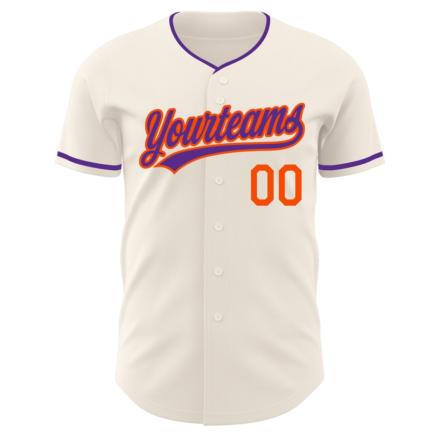 Custom Cream Purple-Orange Authentic Baseball Jersey baseball jersey product view 2