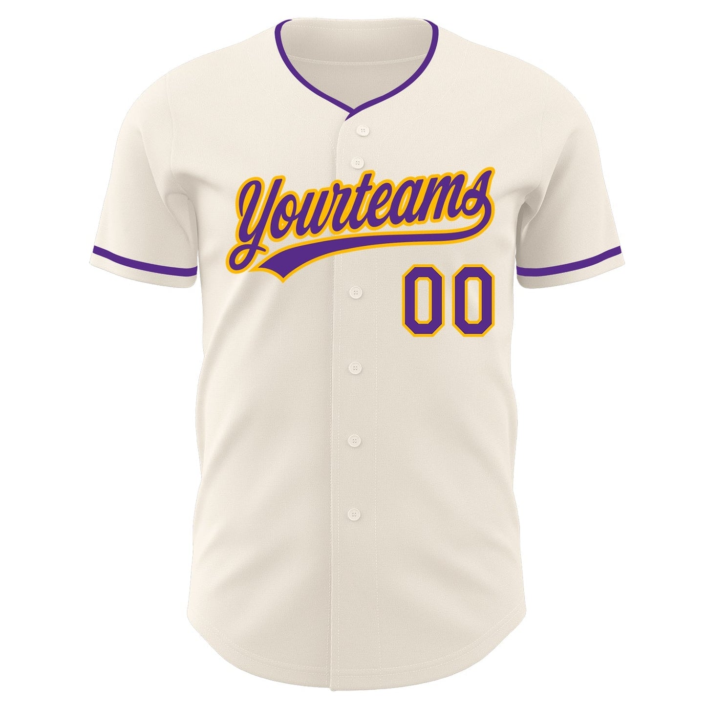 Custom Cream Purple-Gold Authentic Baseball Jersey baseball jersey product view 2