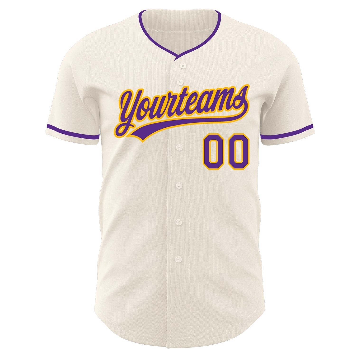 Custom Cream Purple-Gold Authentic Baseball Jersey baseball jersey product view 2