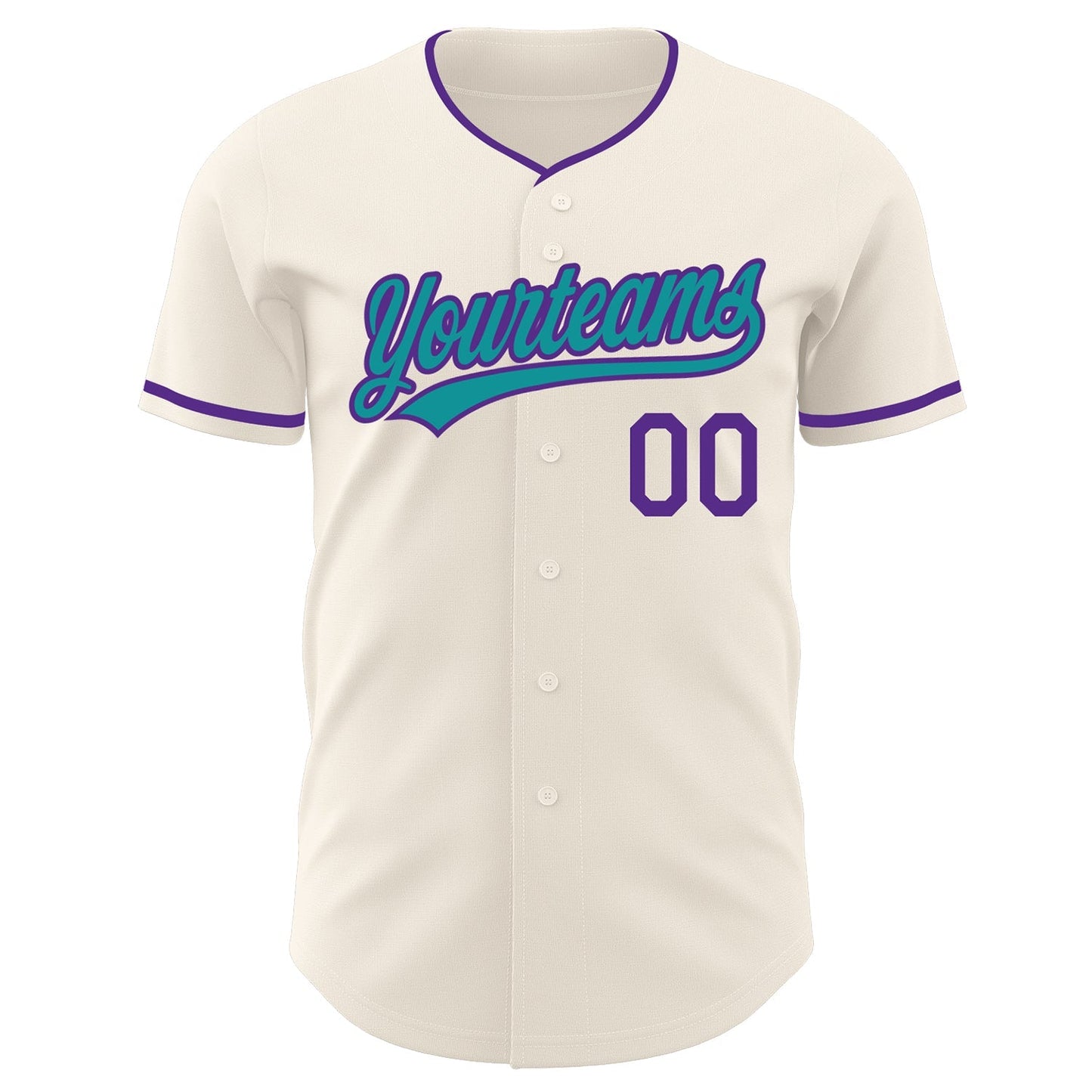 Custom Cream Teal-Purple Authentic Baseball Jersey baseball jersey product view 2