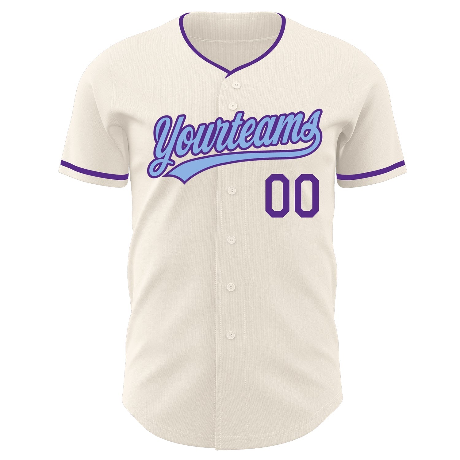 Custom Cream Light Blue-Purple Authentic Baseball Jersey baseball jersey product view 2