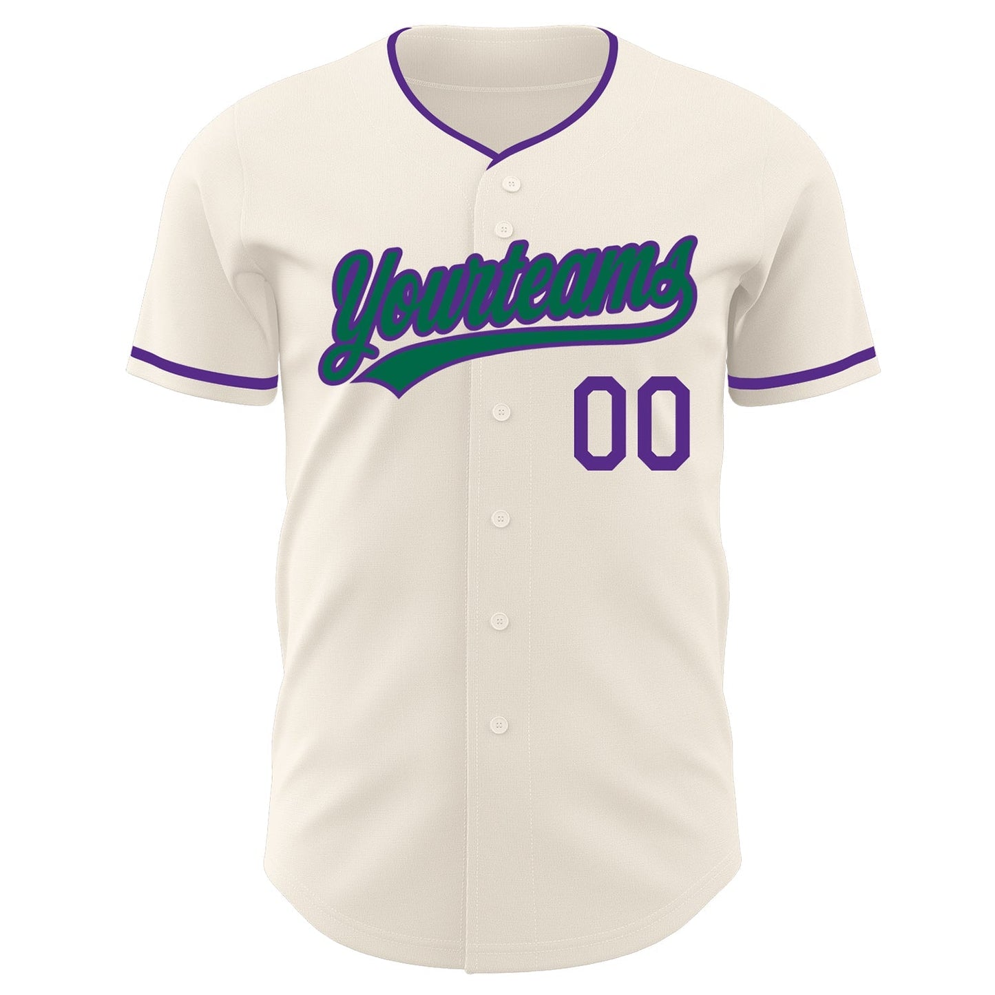 Custom Cream Kelly Green-Purple Authentic Baseball Jersey baseball jersey product view 2