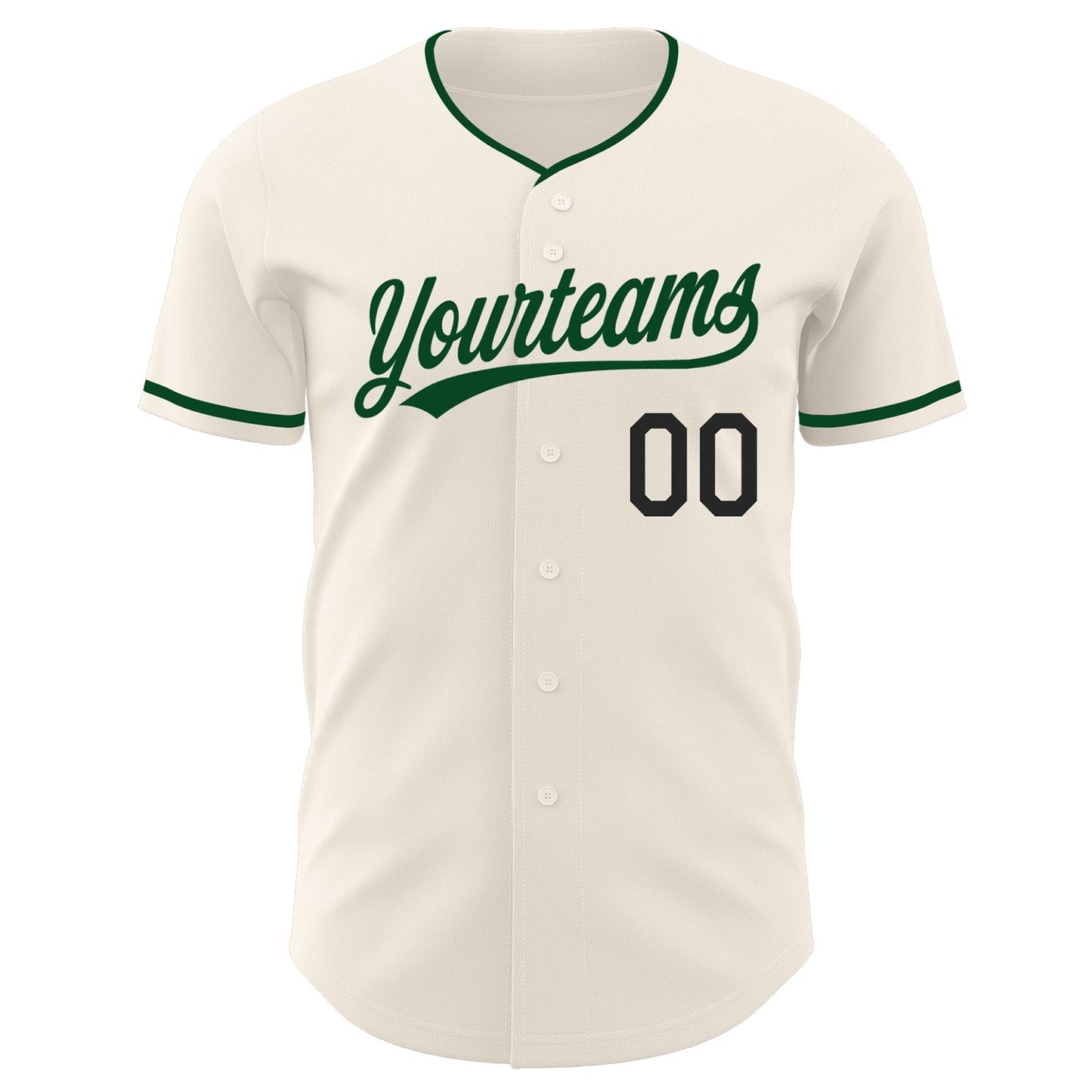 Custom Cream Green-Black Authentic Baseball Jersey baseball jersey product view 2