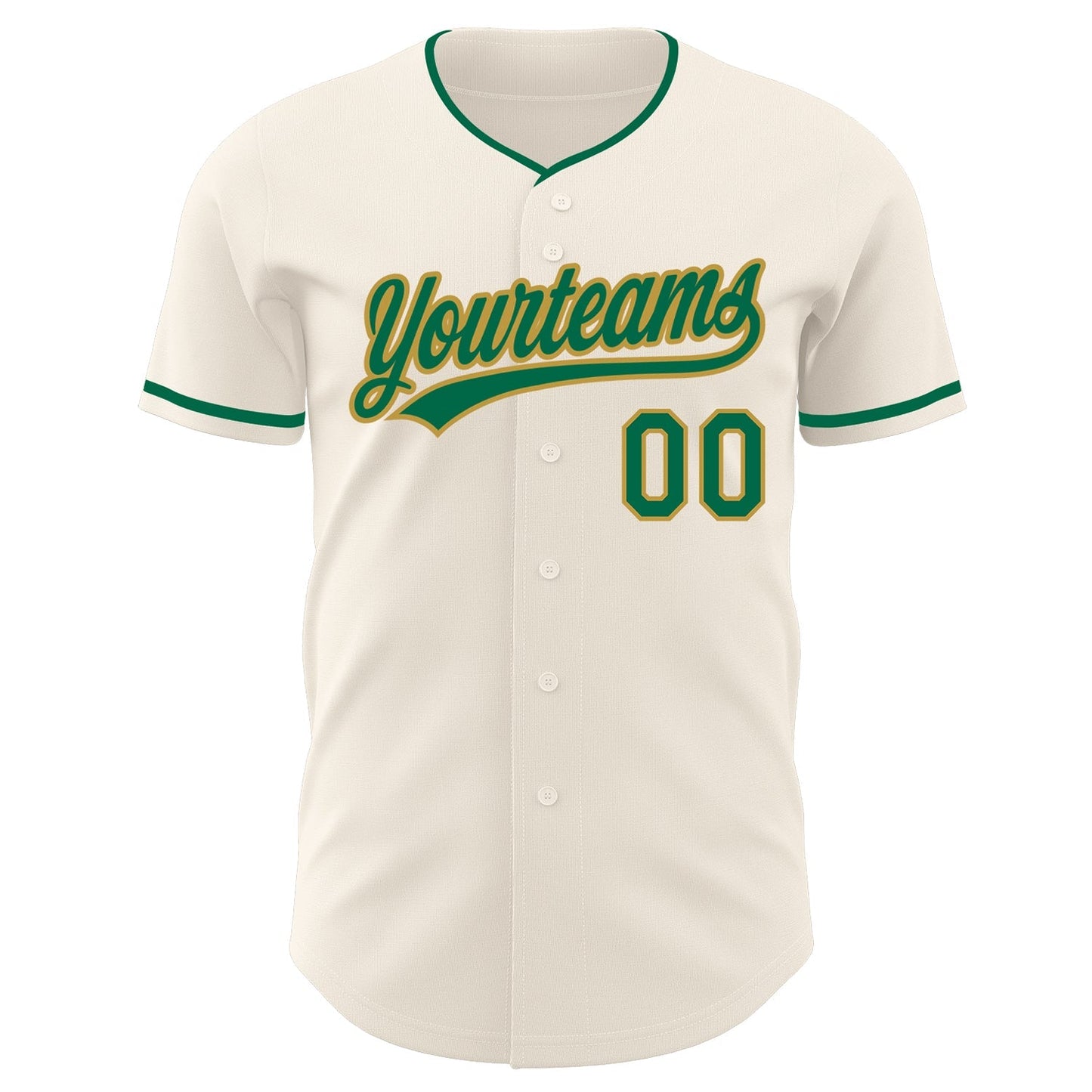 Custom Cream Kelly Green-Old Gold Authentic Baseball Jersey baseball jersey product view 2