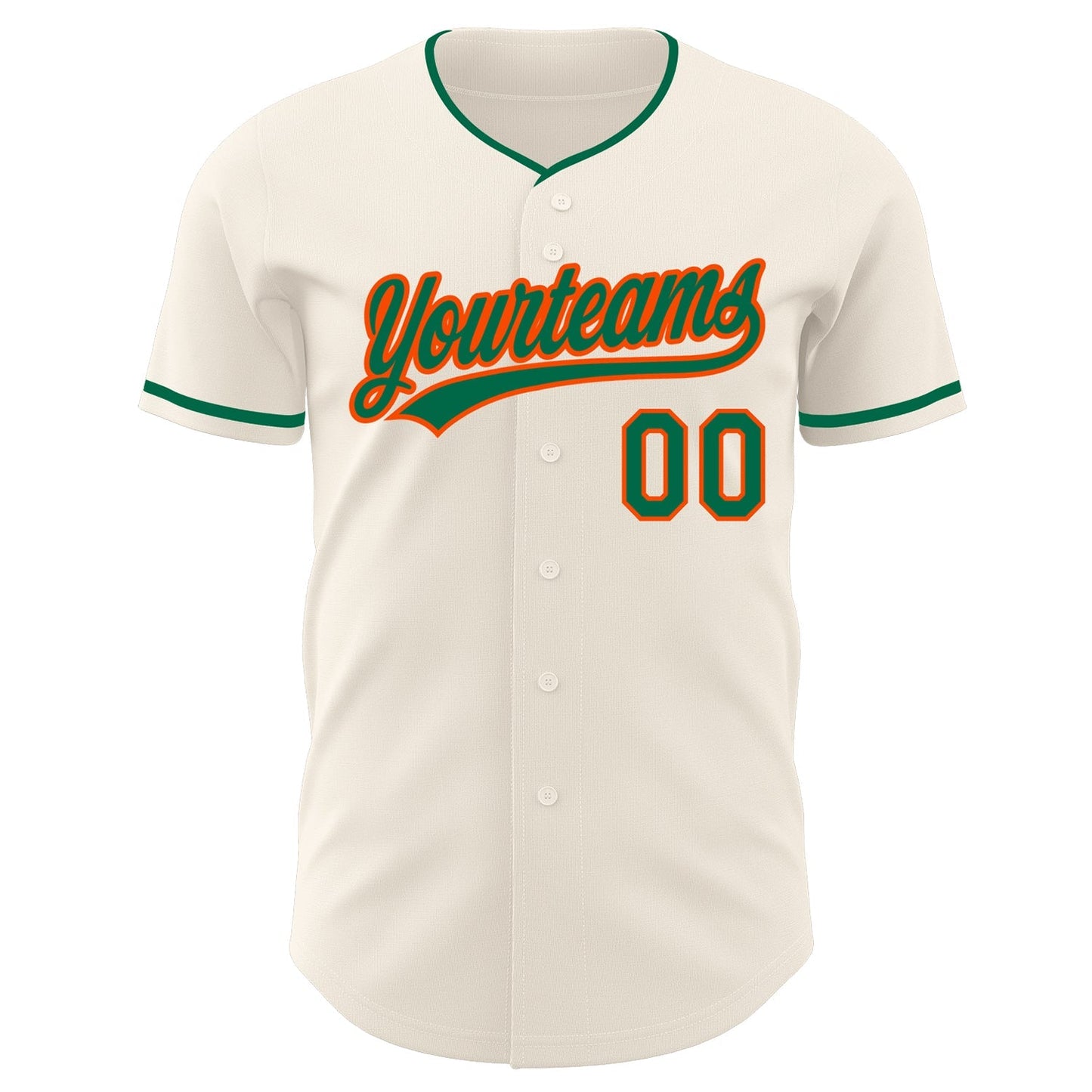 Custom Cream Kelly Green-Orange Authentic Baseball Jersey baseball jersey product view 2