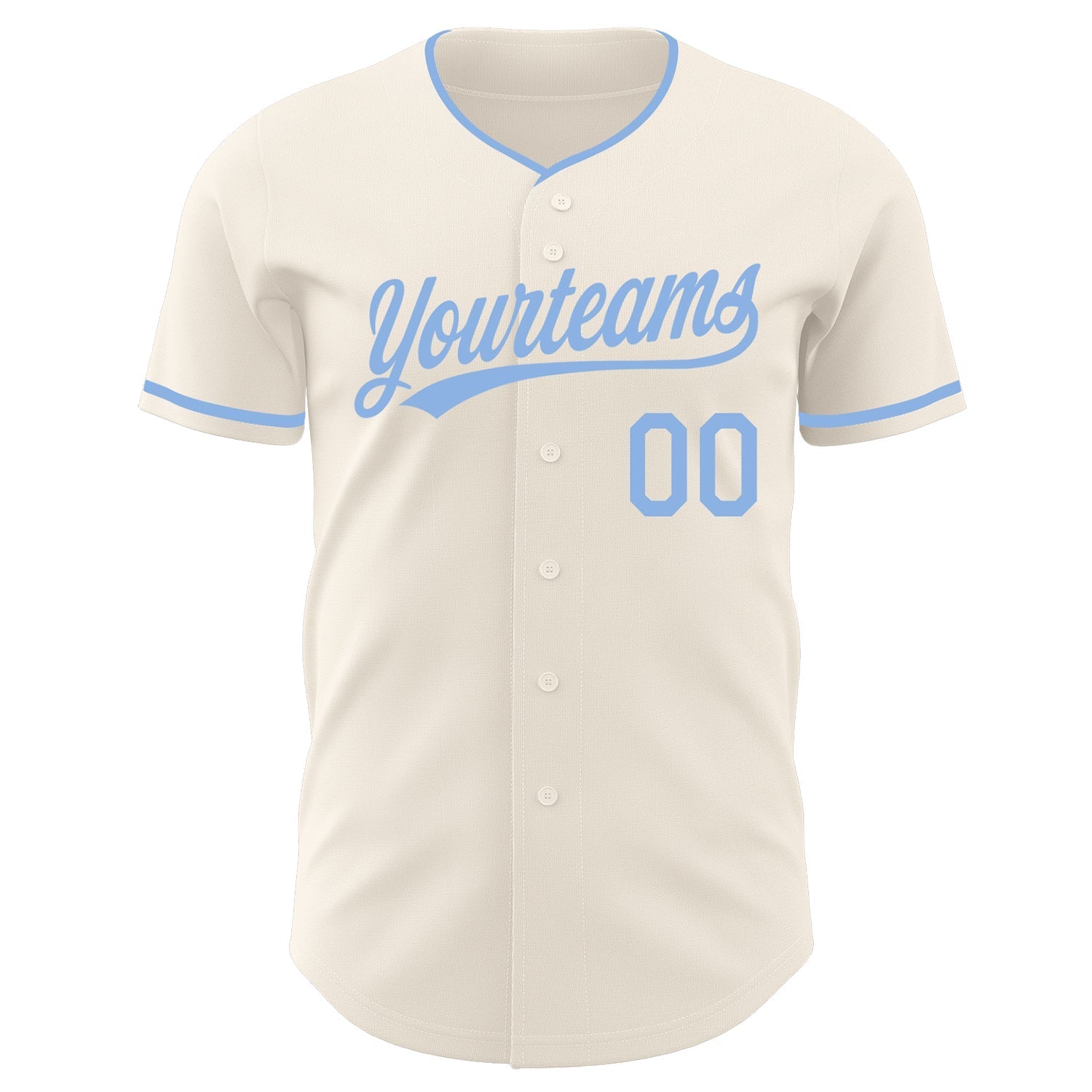 Custom Cream-Light Blue Authentic Baseball Jersey baseball jersey product view 2