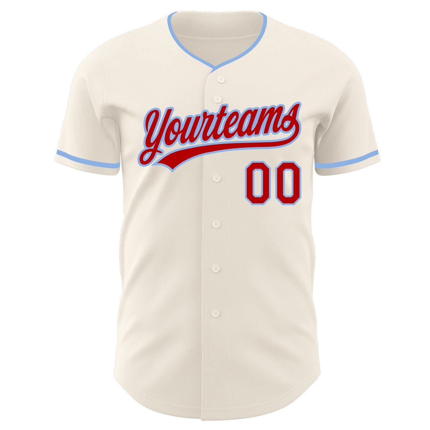 Custom Cream Red-Light Blue Authentic Baseball Jersey baseball jersey product view 2