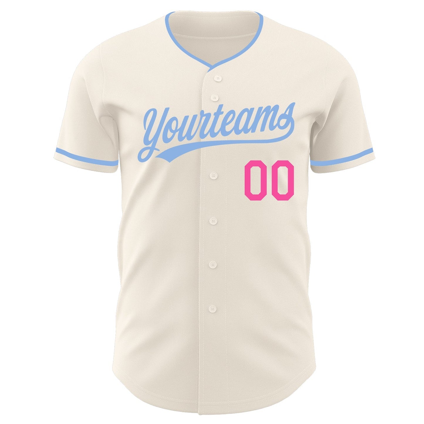 Custom Cream Light Blue-Pink Authentic Baseball Jersey baseball jersey product view 2