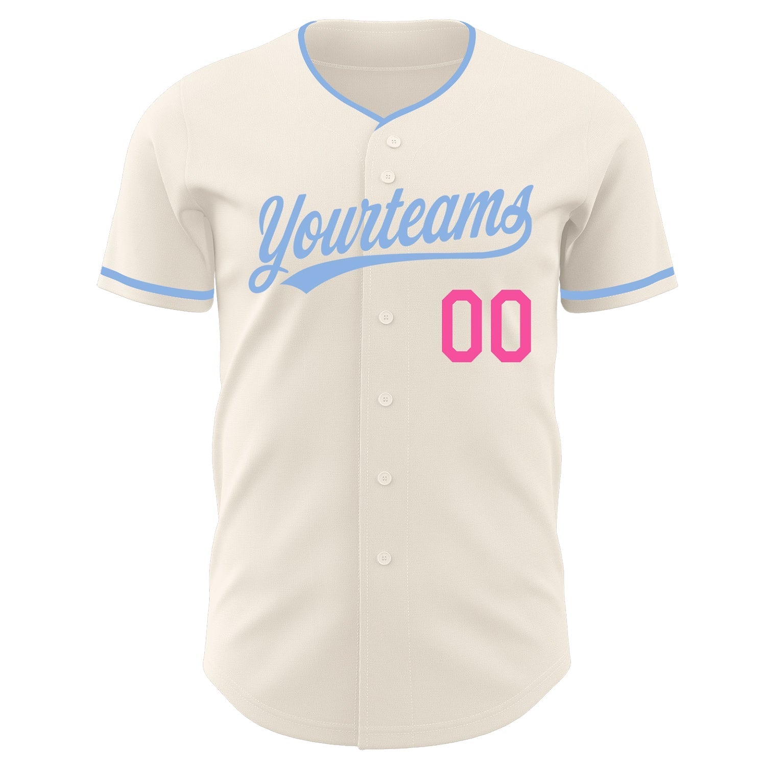 Custom Cream Light Blue-Pink Authentic Baseball Jersey baseball jersey product view 2