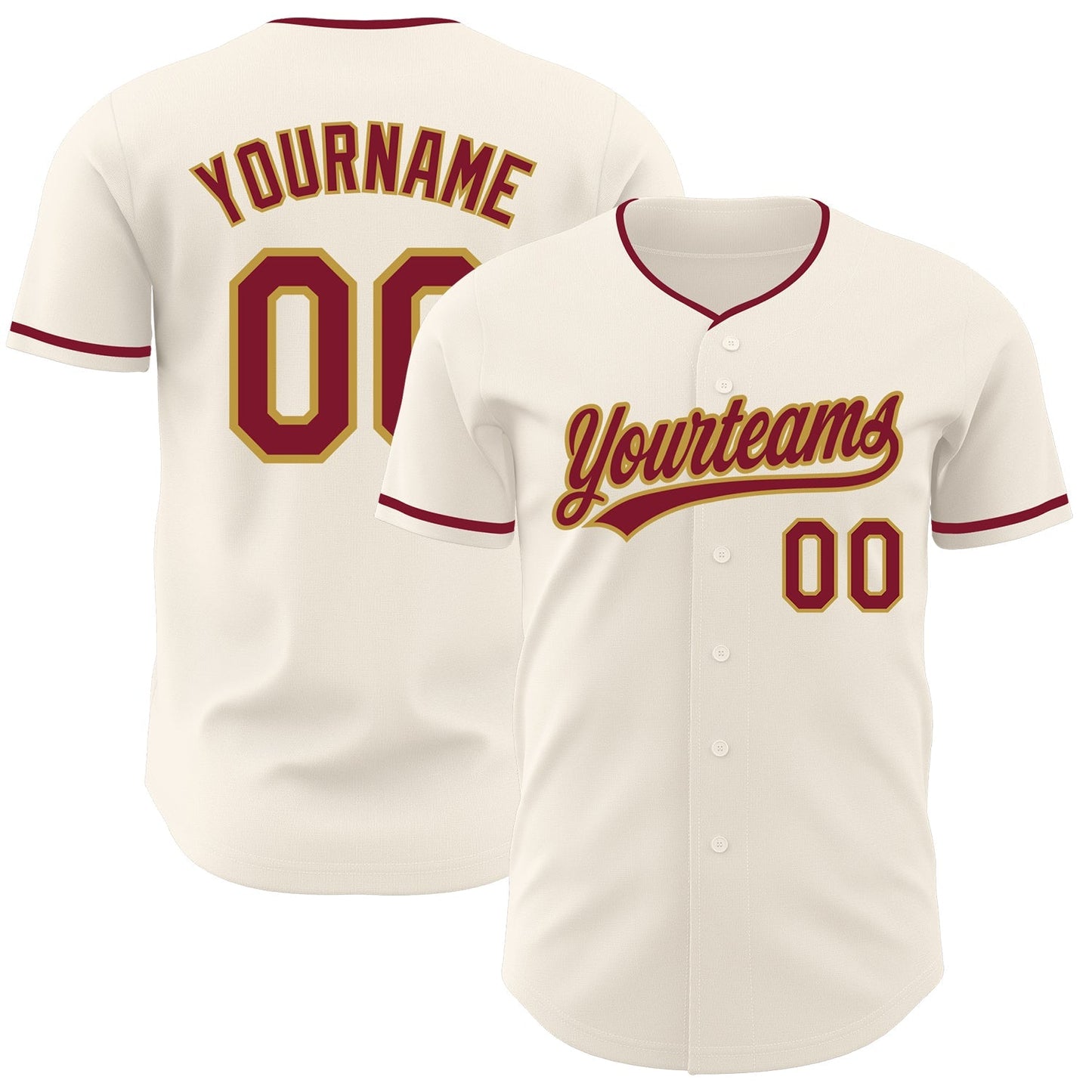 Custom Cream Crimson-Old Gold Authentic Baseball Jersey baseball jersey product view 1