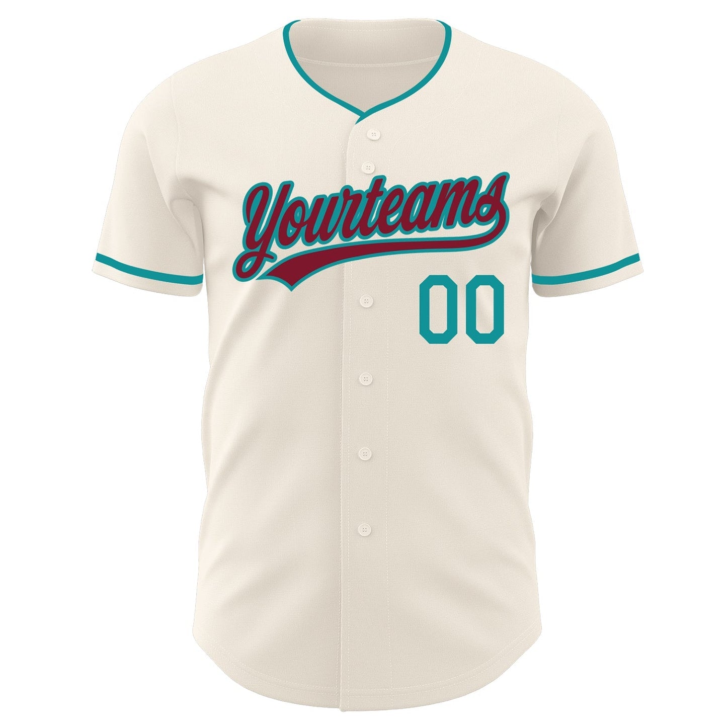 Custom Cream Crimson-Teal Authentic Baseball Jersey baseball jersey product view 2