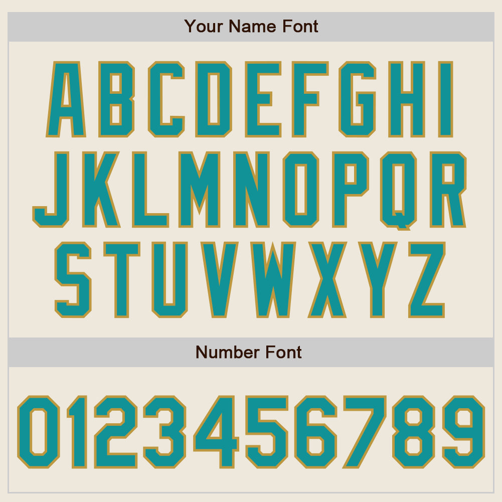 Custom Cream Teal-Old Gold Authentic Baseball Jersey baseball jersey product view 5