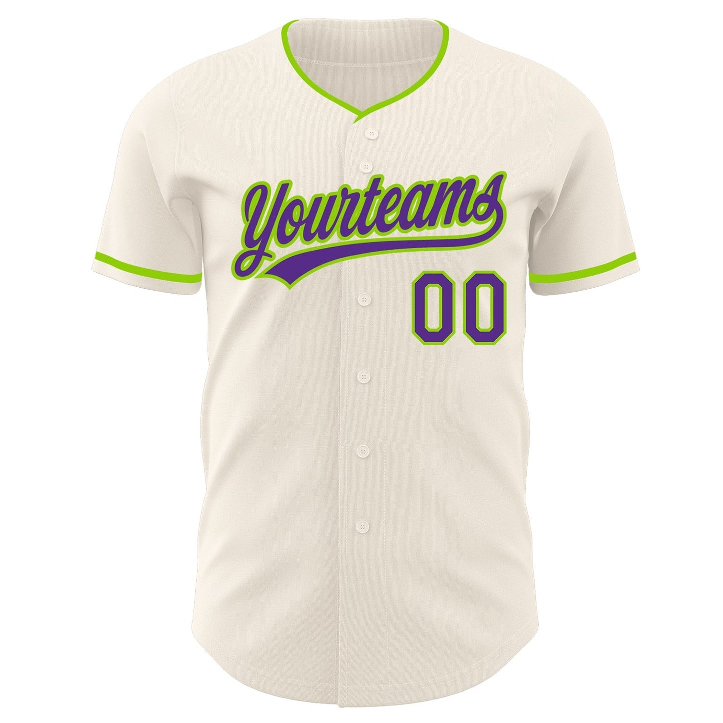 Custom Cream Purple-Neon Green Authentic Baseball Jersey baseball jersey product view 2