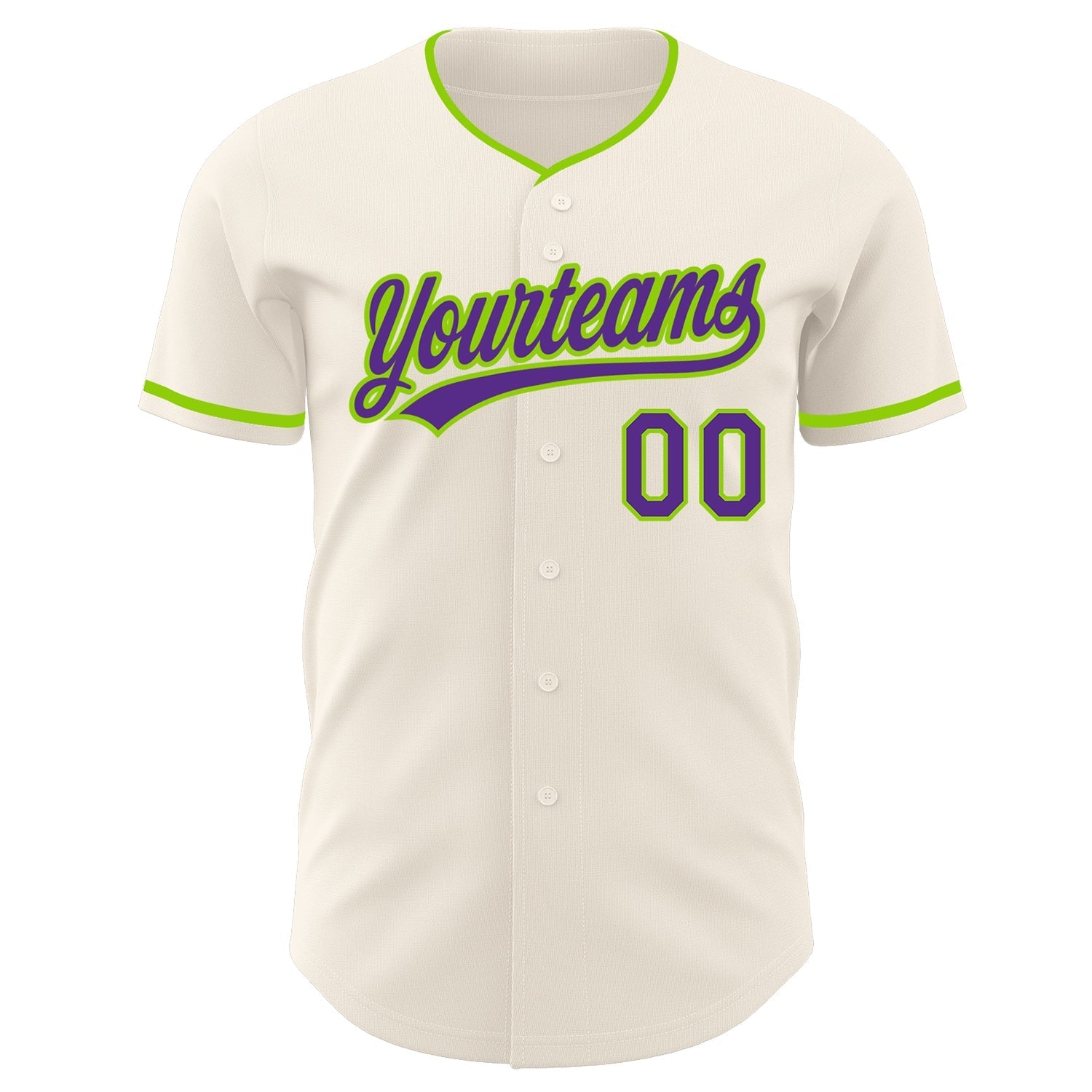 Custom Cream Purple-Neon Green Authentic Baseball Jersey baseball jersey product view 2