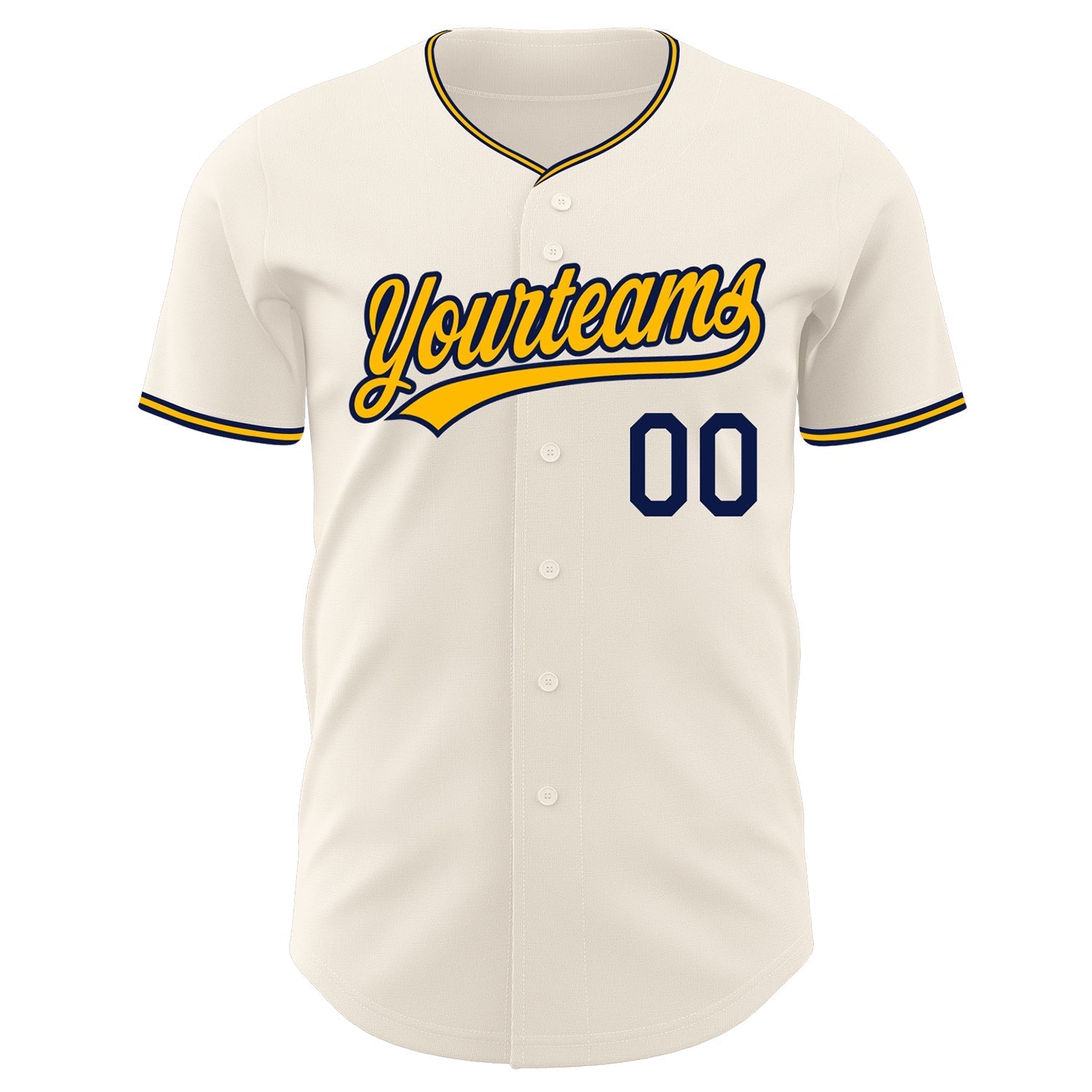 Custom Cream Gold-Navy Authentic Baseball Jersey baseball jersey product view 2