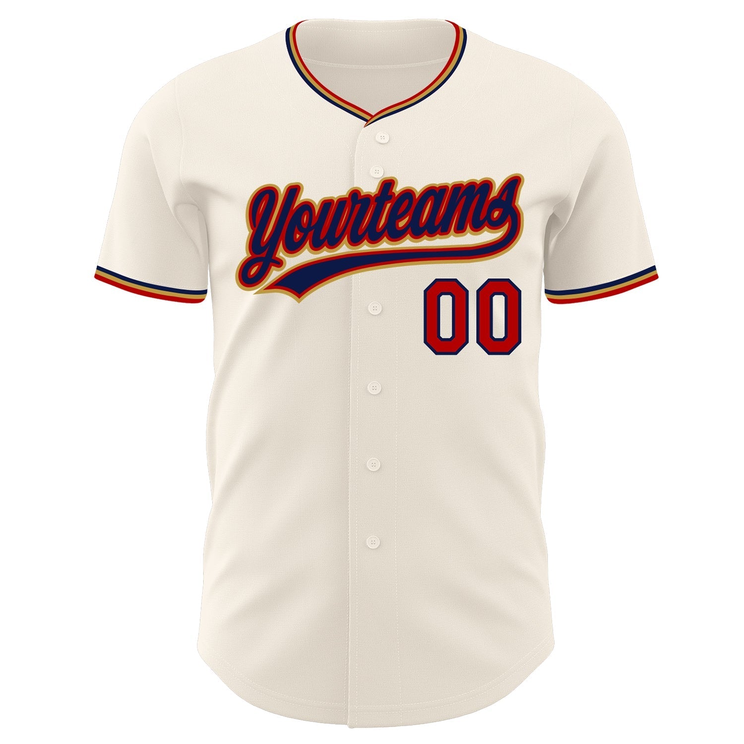 Custom Cream Navy Red-Old Gold Authentic Baseball Jersey baseball jersey product view 2