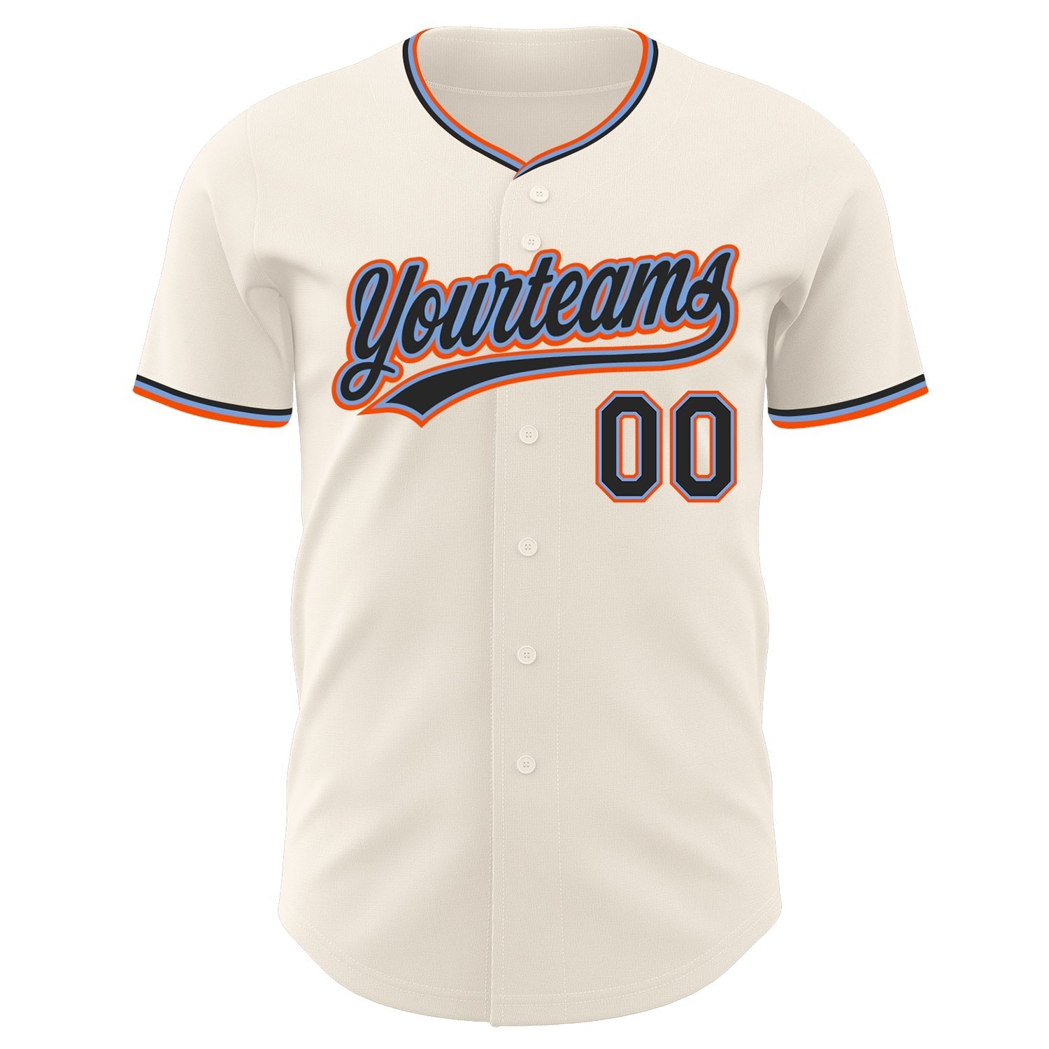 Custom Cream Black Powder Blue-Orange Authentic Baseball Jersey baseball jersey product view 2