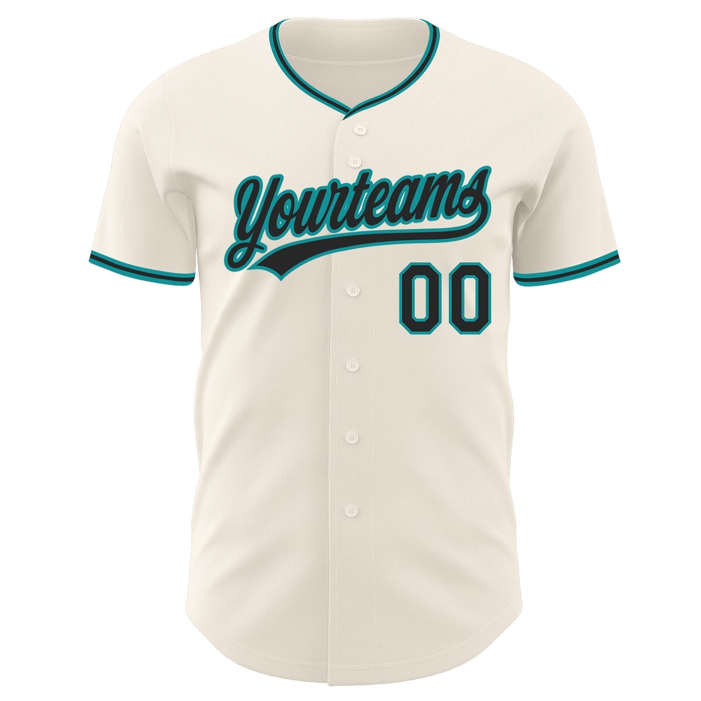 Custom Cream Black-Teal Authentic Baseball Jersey baseball jersey product view 2