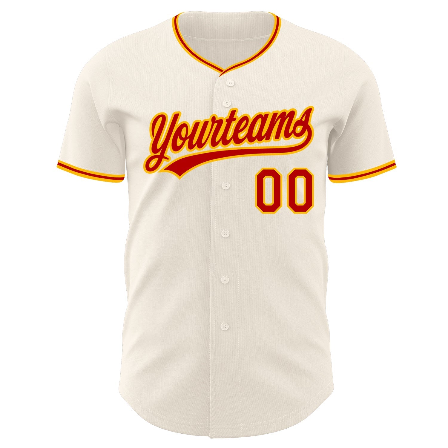 Custom Cream Red-Gold Authentic Baseball Jersey baseball jersey product view 2