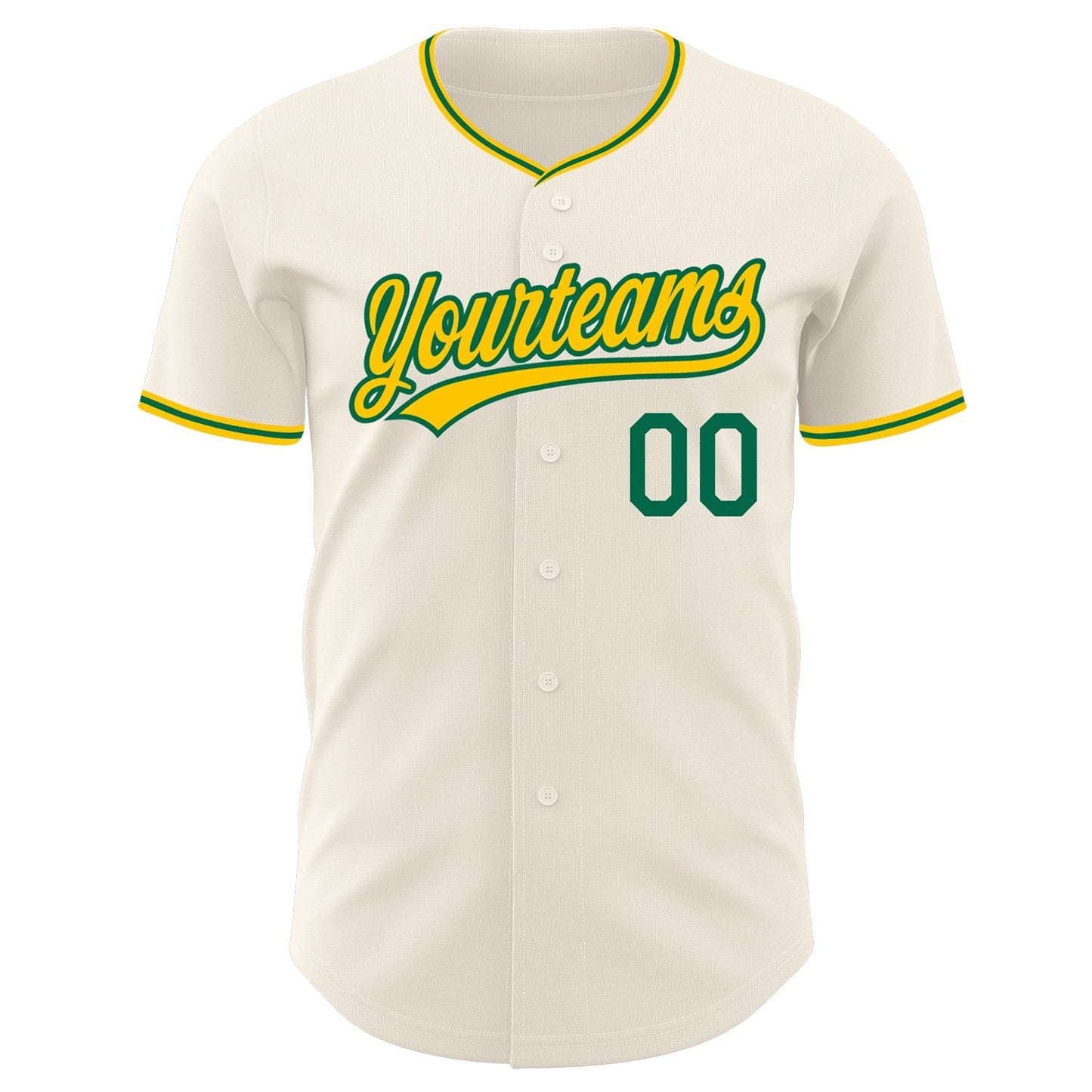 Custom Cream Yellow-Kelly Green Authentic Baseball Jersey baseball jersey product view 2