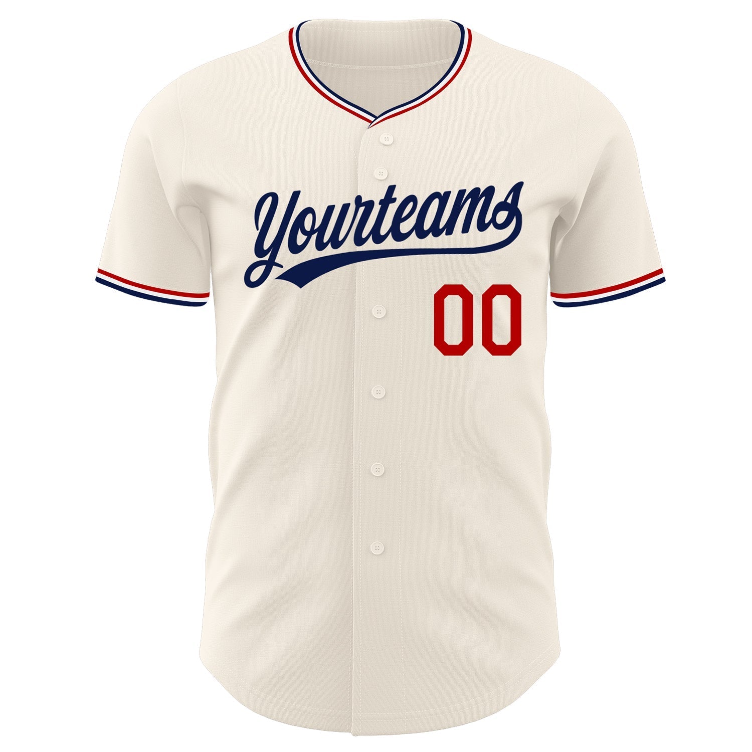 Custom Cream Navy Red-White Authentic Baseball Jersey baseball jersey product view 2