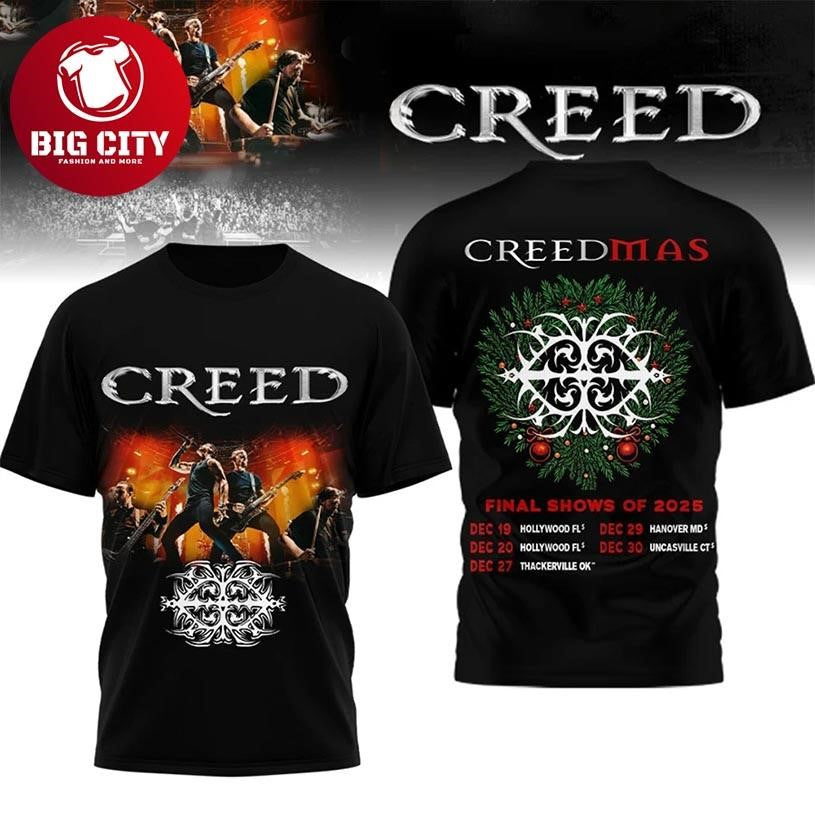 Creed Creedmas Final Shows Of 2025 Tour Rock Band Christmas Concert Two Sided Shirt Unisex T-shirt, Sweatshirt, Hoodie, Long Sleeve Tee - T-Shirt, Sweatshirt, Hoodie