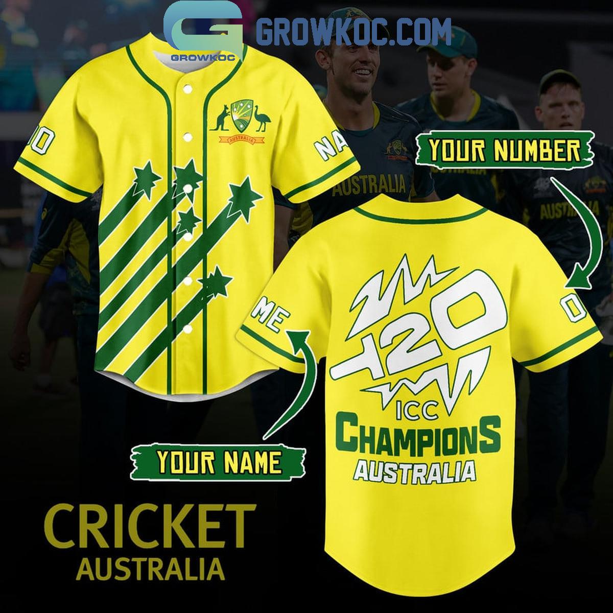 Cricket Australia ICC Champions Personalized Baseball Jersey baseball jersey product view 1