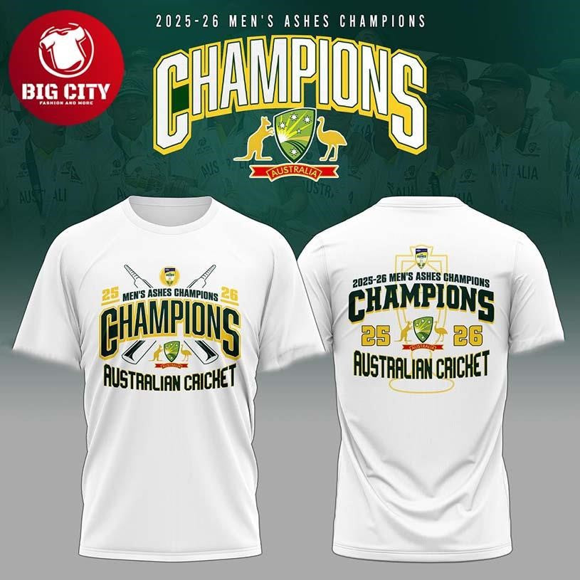 Cricket Australia Mens Ashes 2025-2026 Champions Two Sided Shirt Unisex T-shirt, Sweatshirt, Hoodie, Long Sleeve Tee - T-Shirt, Sweatshirt, Hoodie