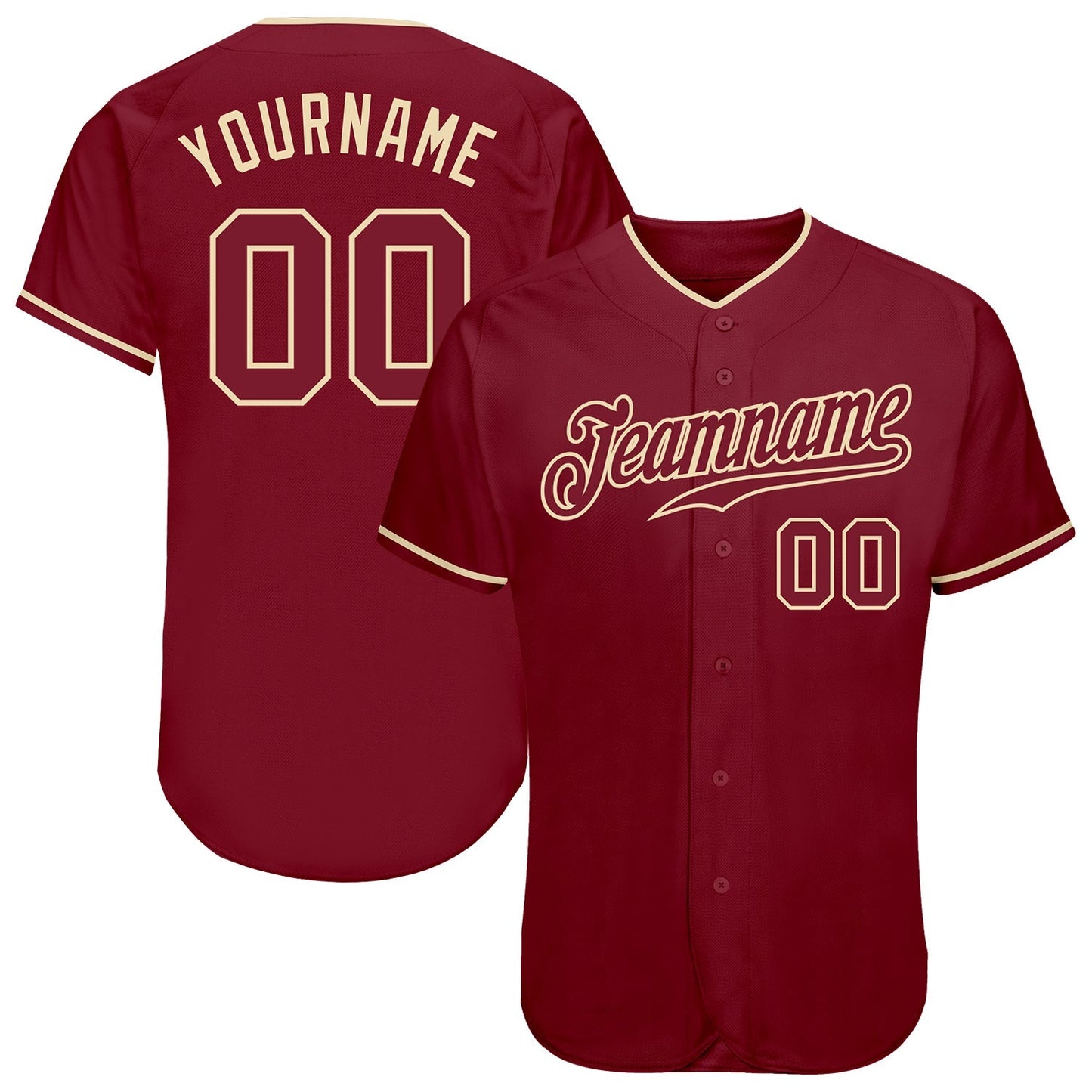 Custom Crimson Crimson-Cream Authentic Baseball Jersey baseball jersey product view 1