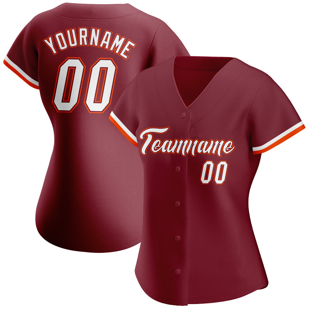 Custom Crimson White-Orange Authentic Baseball Jersey baseball jersey product view 2