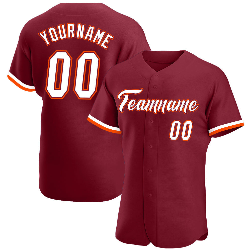 Custom Crimson White-Orange Authentic Baseball Jersey baseball jersey product view 1