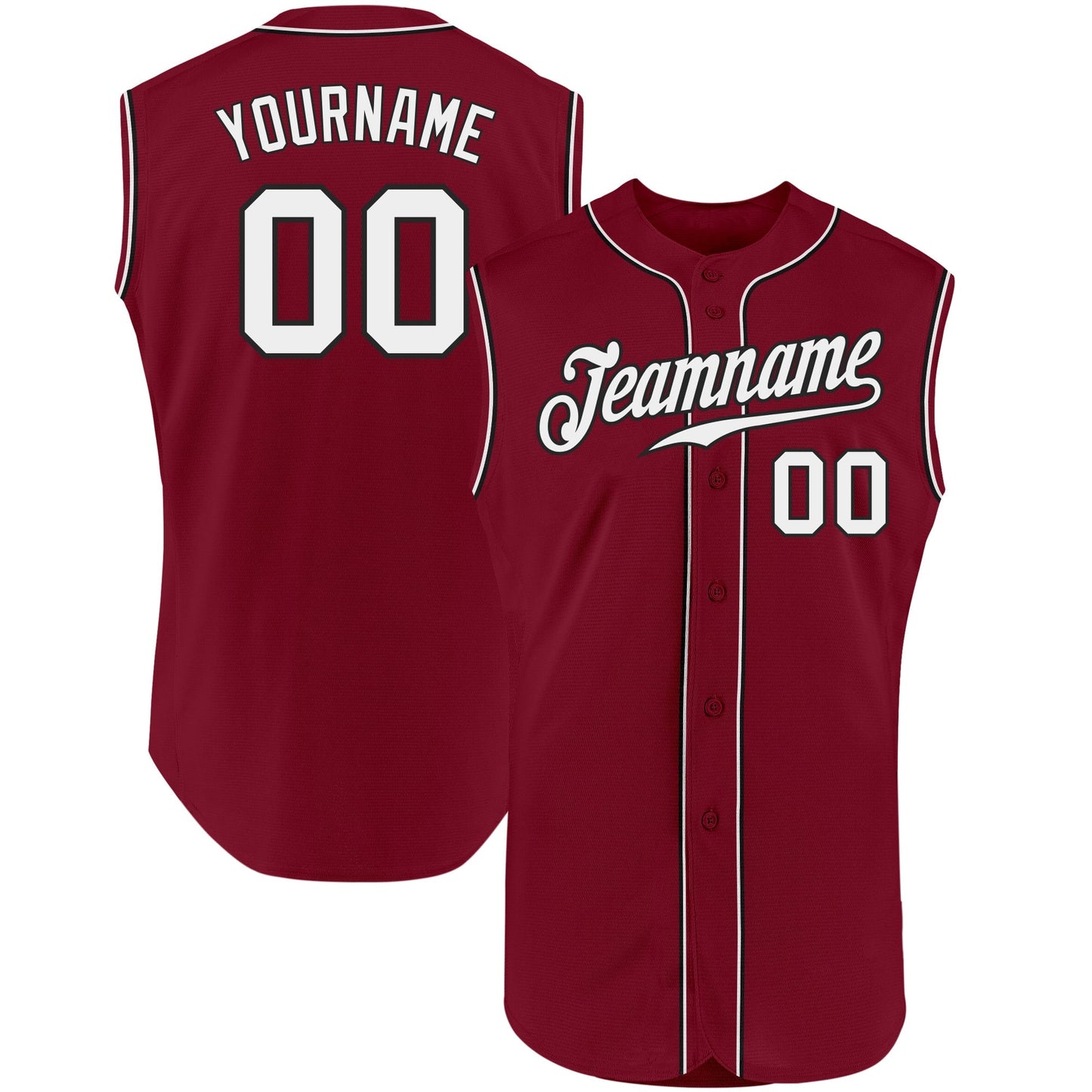 Custom Crimson White-Black Authentic Sleeveless Baseball Jersey baseball jersey product view 1