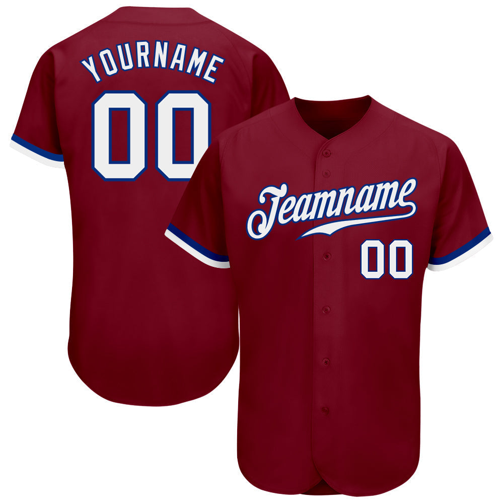 Custom Crimson White-Royal Authentic Baseball Jersey baseball jersey product view 1