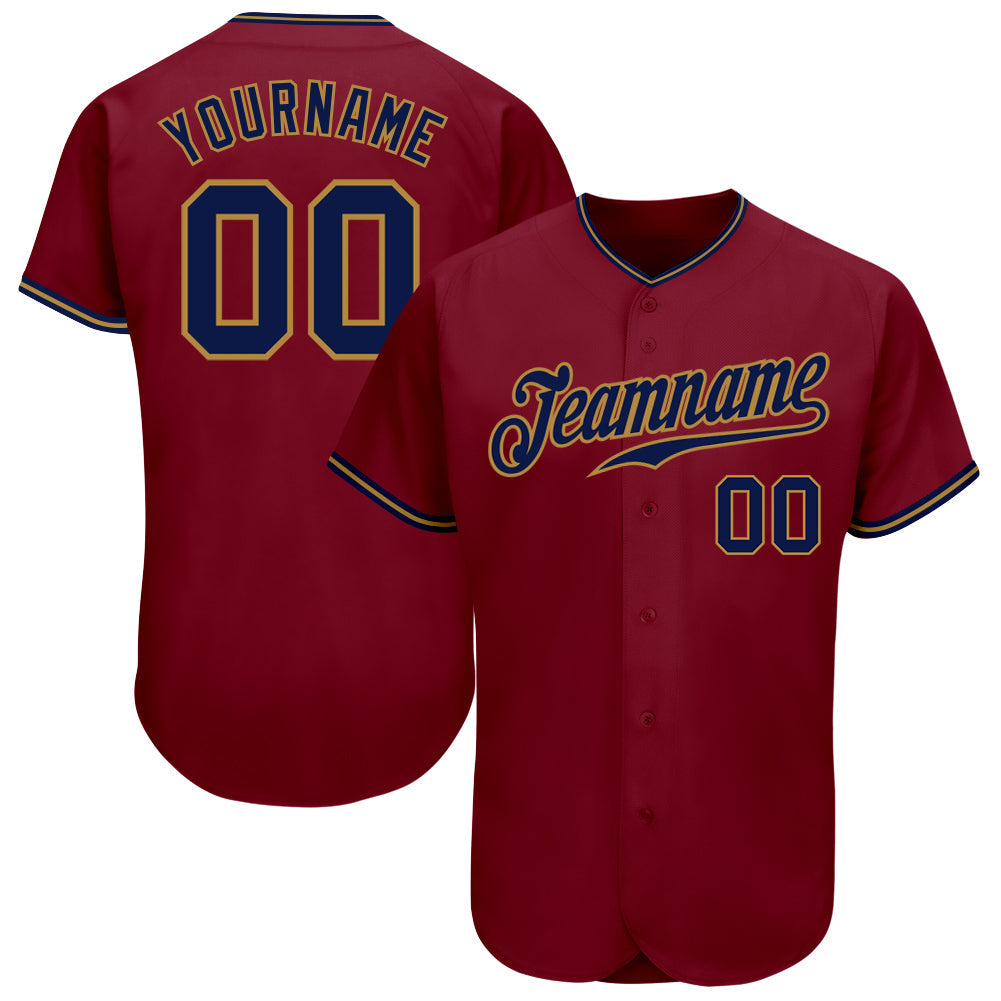 Custom Crimson Navy-Old Gold Authentic Baseball Jersey baseball jersey product view 1