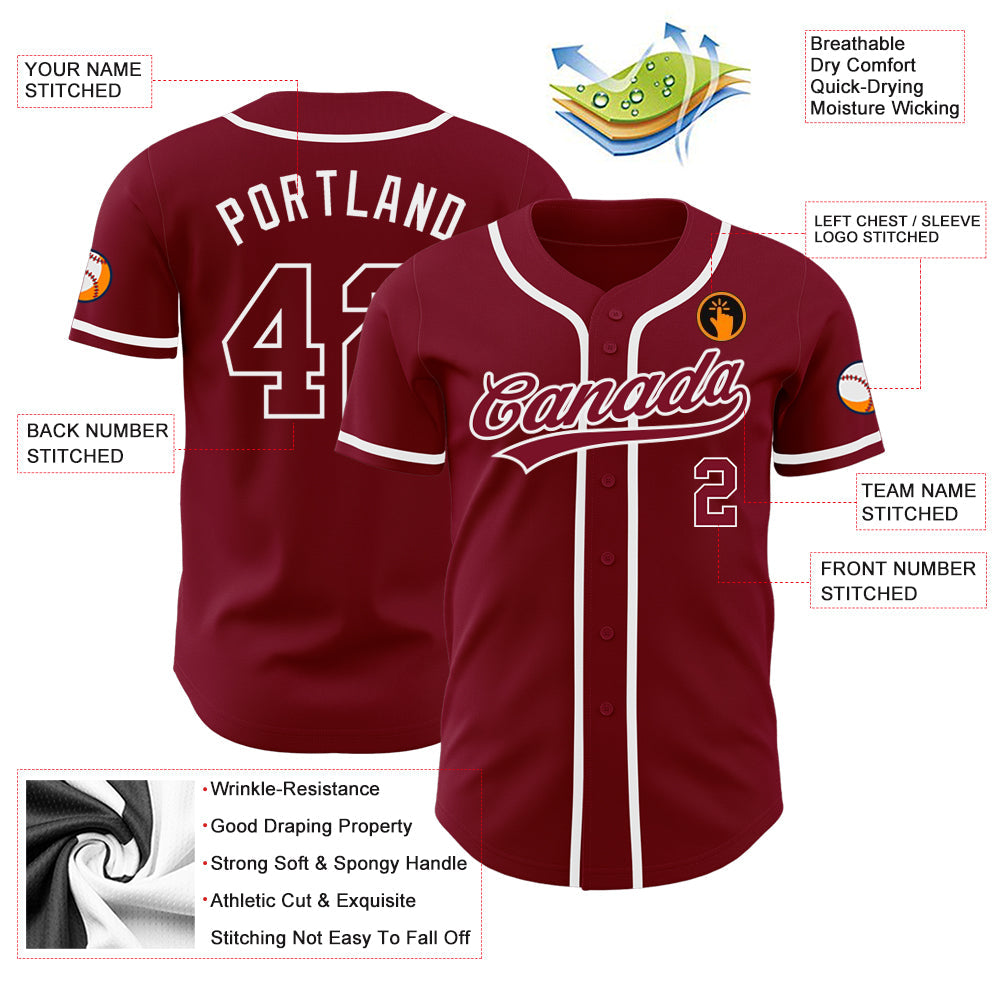Custom Crimson Crimson-White Authentic Baseball Jersey baseball jersey product view 3