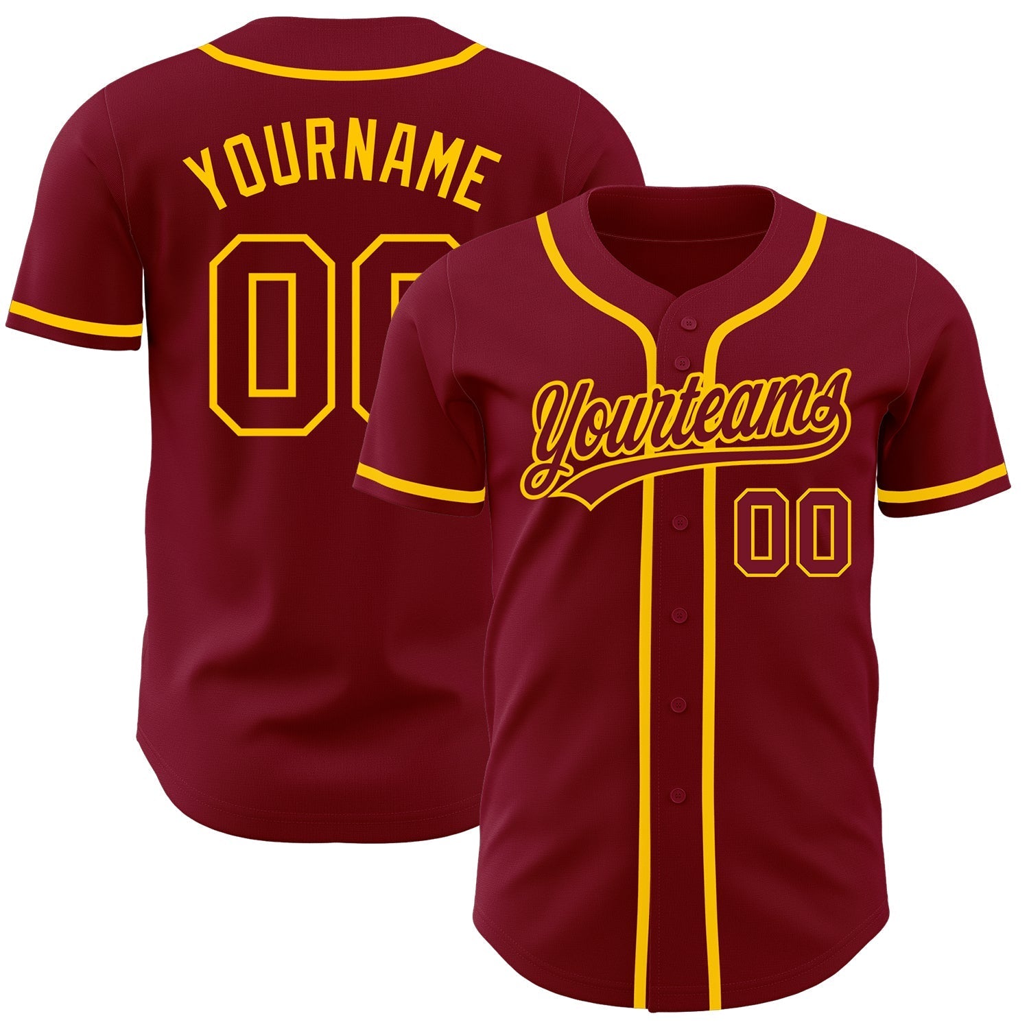 Custom Crimson Crimson-Gold Authentic Baseball Jersey baseball jersey product view 1