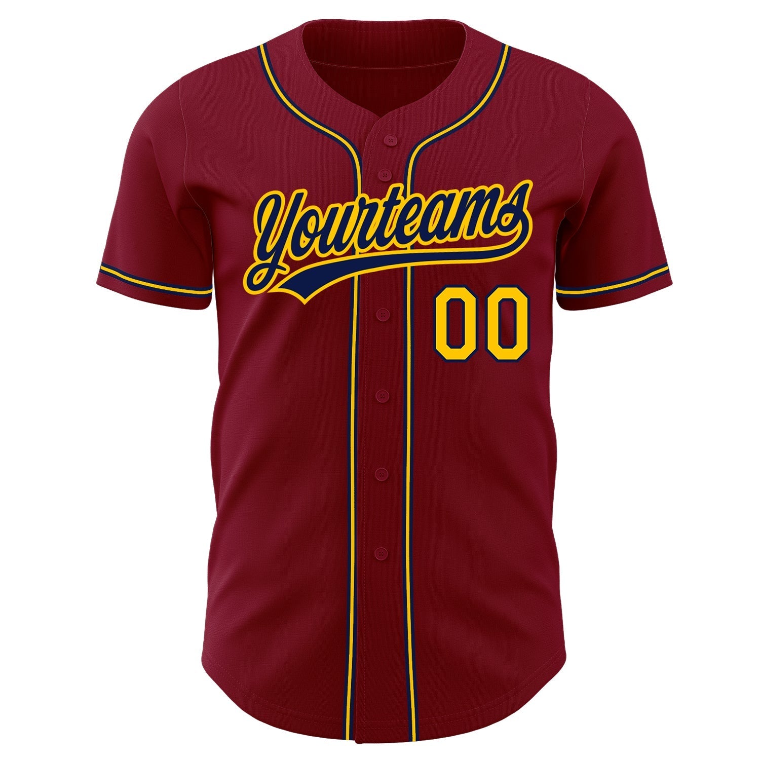Custom Crimson Gold-Navy Authentic Baseball Jersey baseball jersey product view 2