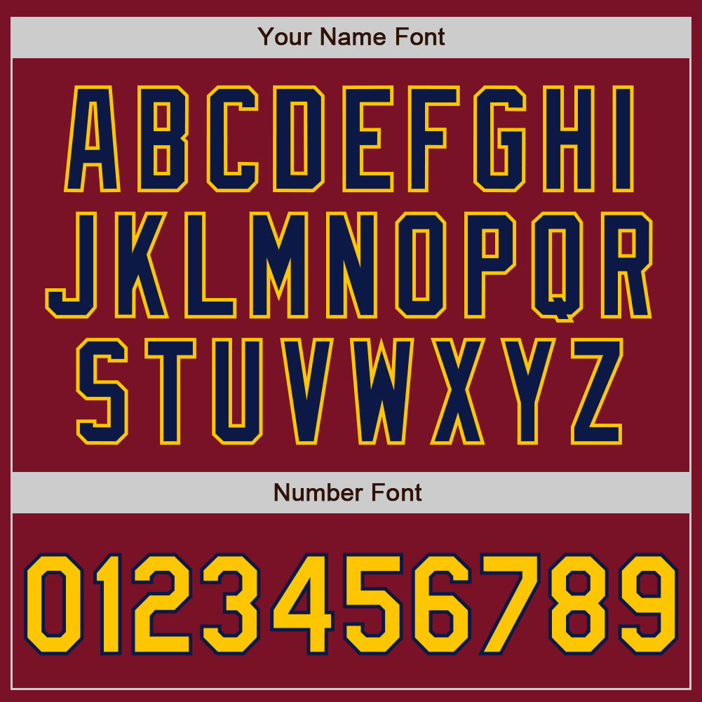 Custom Crimson Gold-Navy Authentic Baseball Jersey baseball jersey product view 5