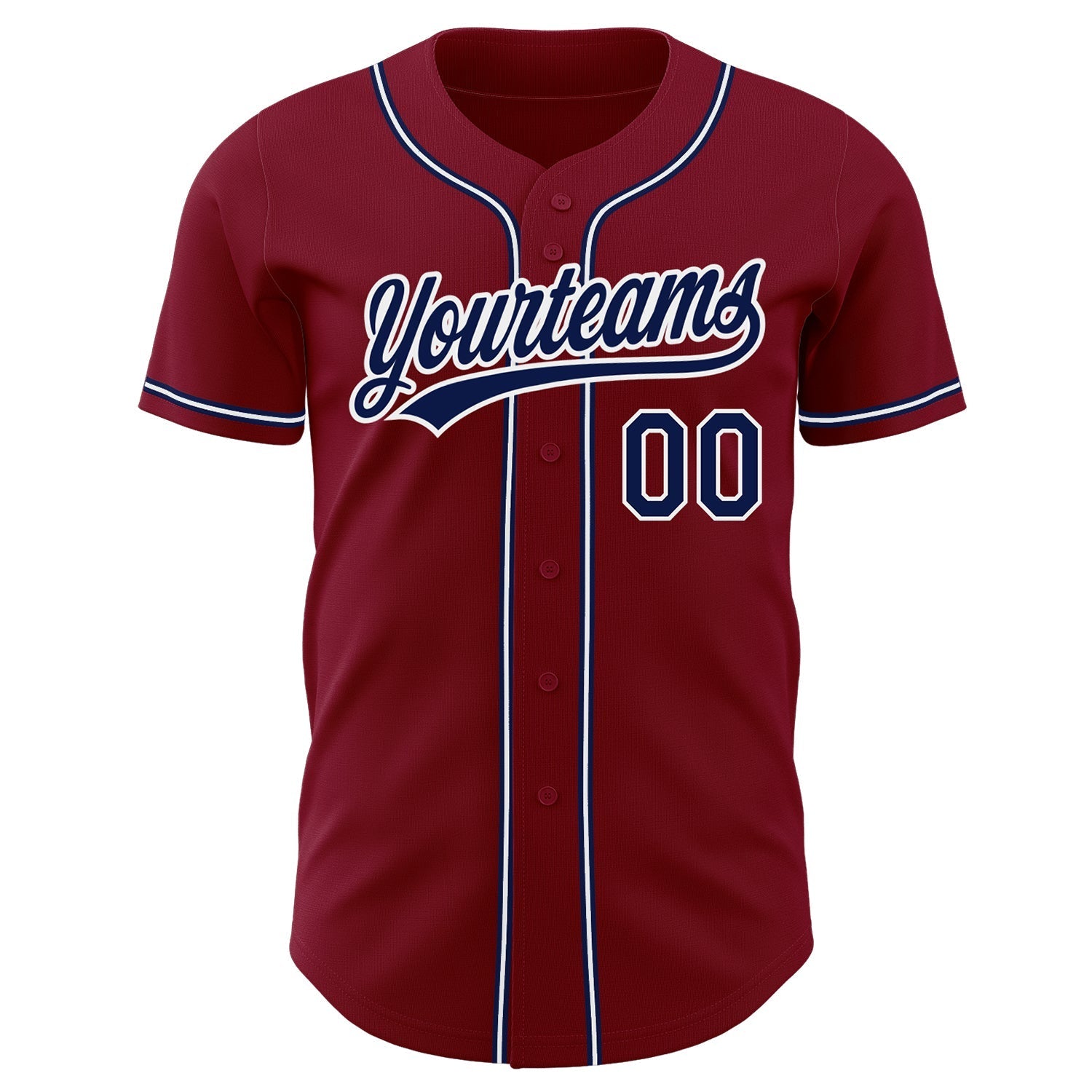 Custom Crimson Navy-White Authentic Baseball Jersey baseball jersey product view 2