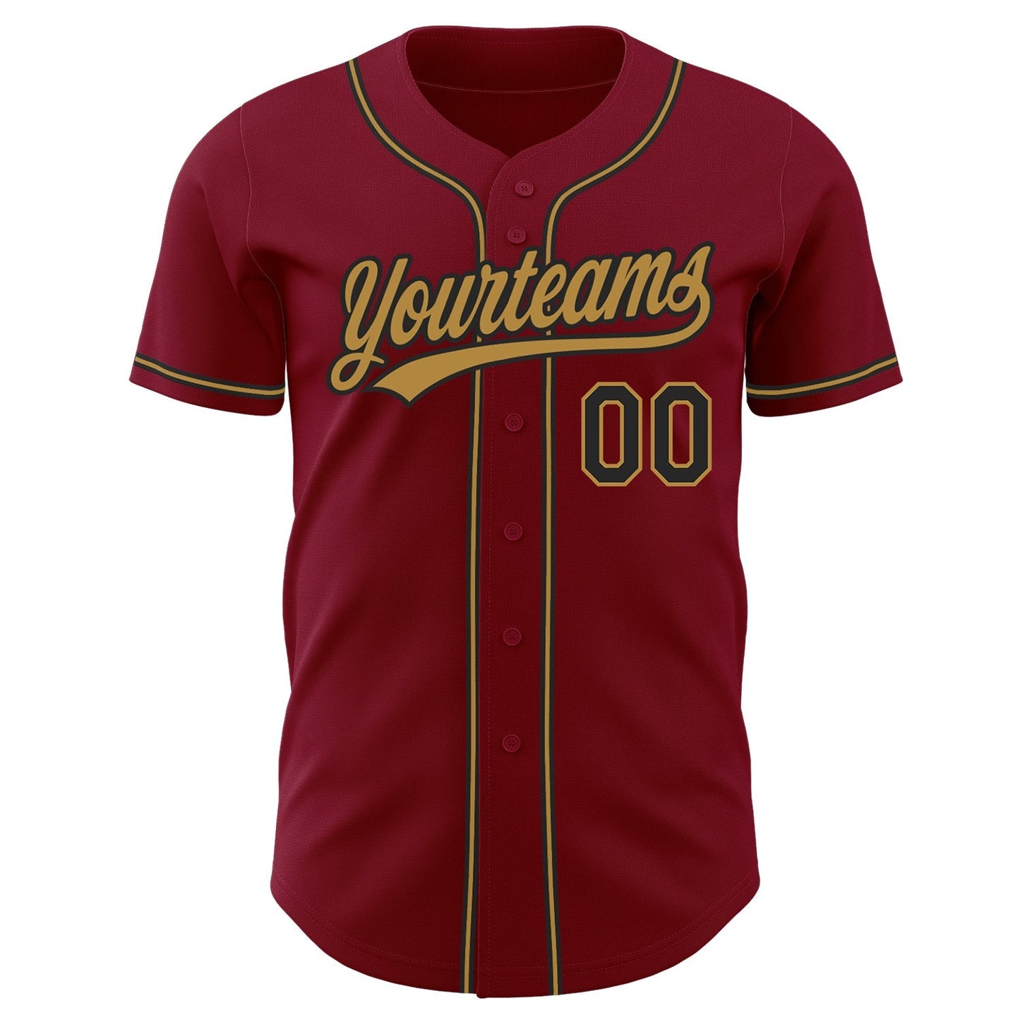 Custom Crimson Black-Old Gold Authentic Baseball Jersey baseball jersey product view 2