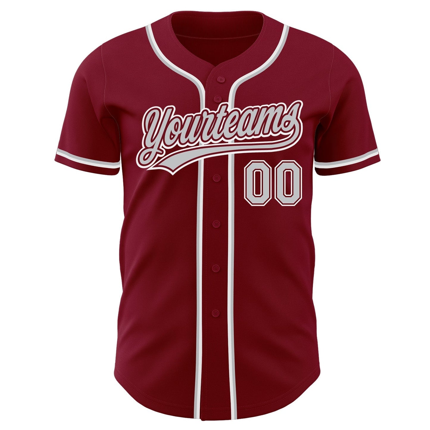 Custom Crimson Gray-White Authentic Baseball Jersey baseball jersey product view 2