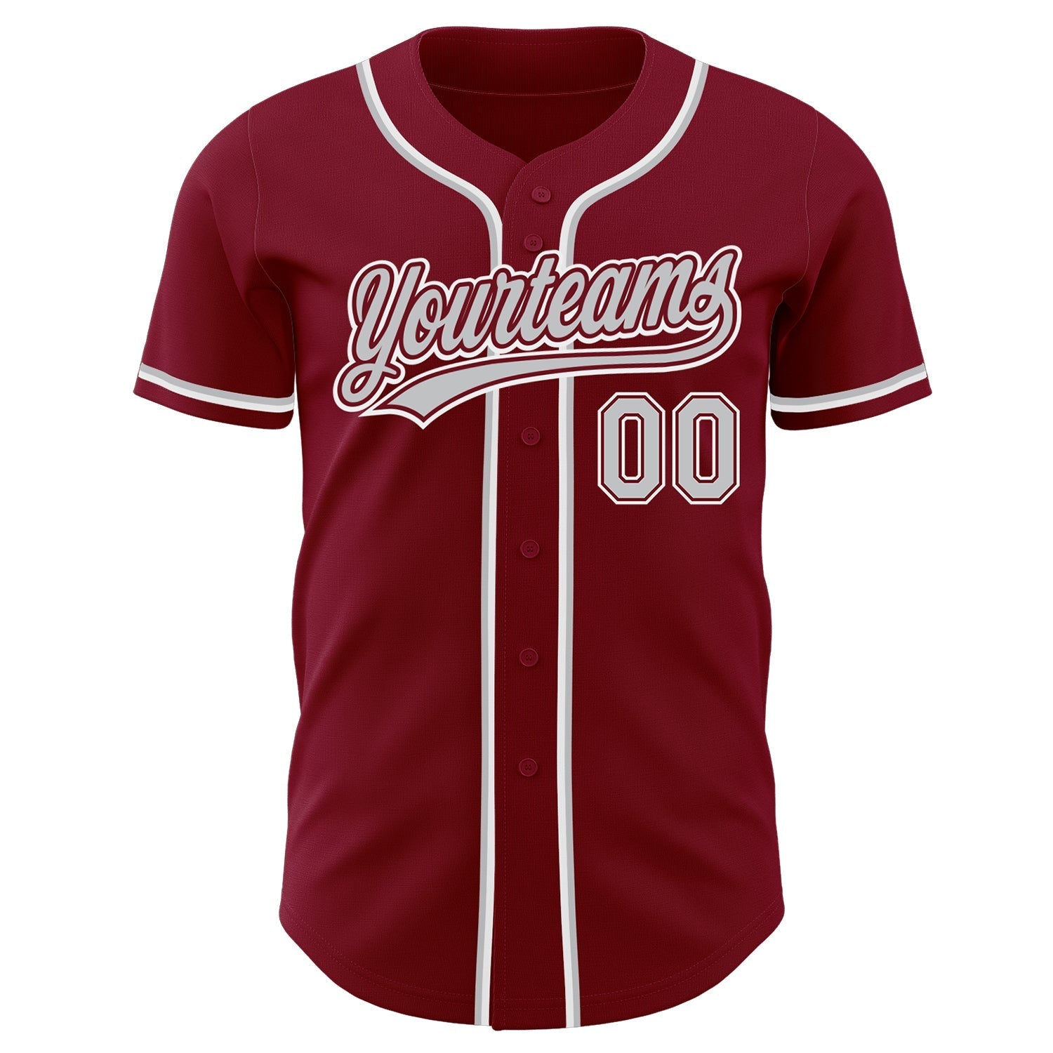Custom Crimson Gray-White Authentic Baseball Jersey baseball jersey product view 2