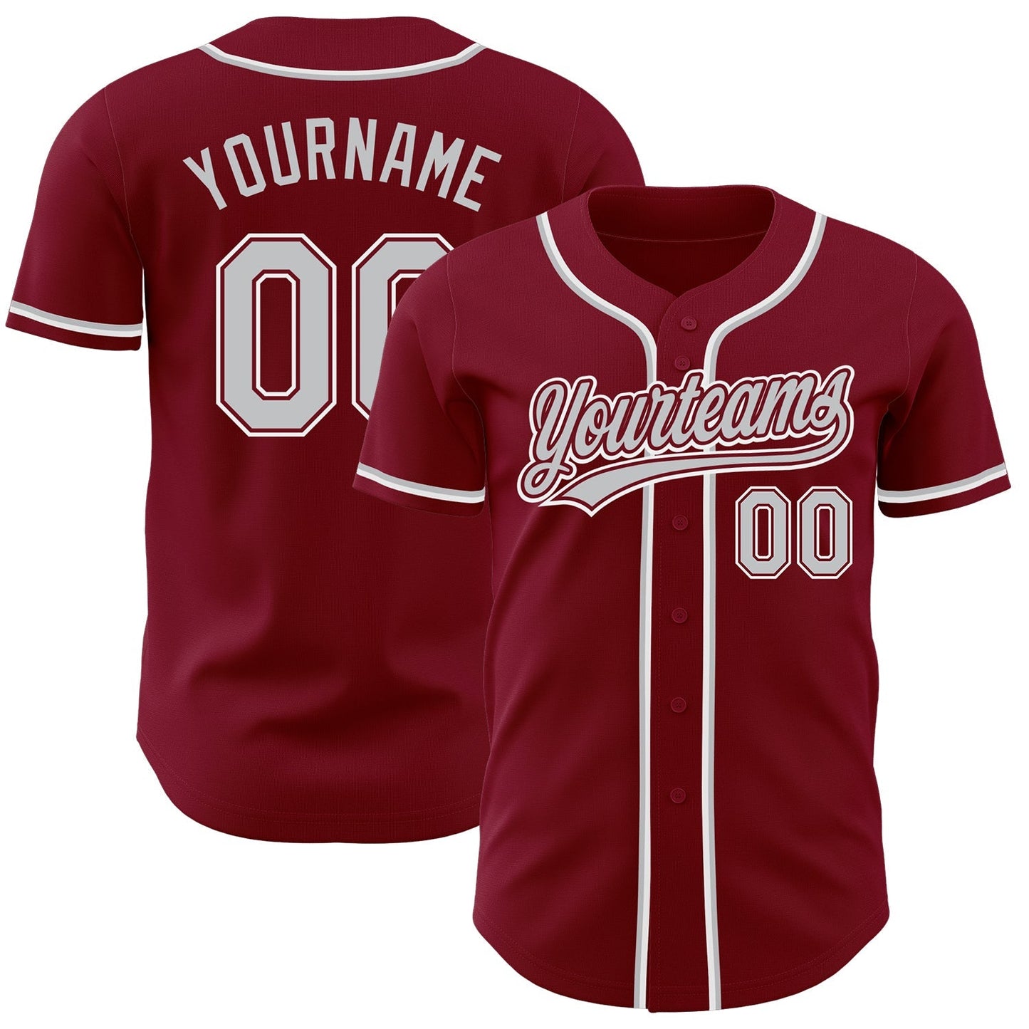 Custom Crimson Gray-White Authentic Baseball Jersey baseball jersey product view 1