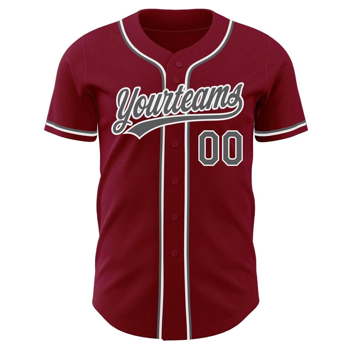 Custom Crimson Steel Gray-White Authentic Baseball Jersey baseball jersey product view 2