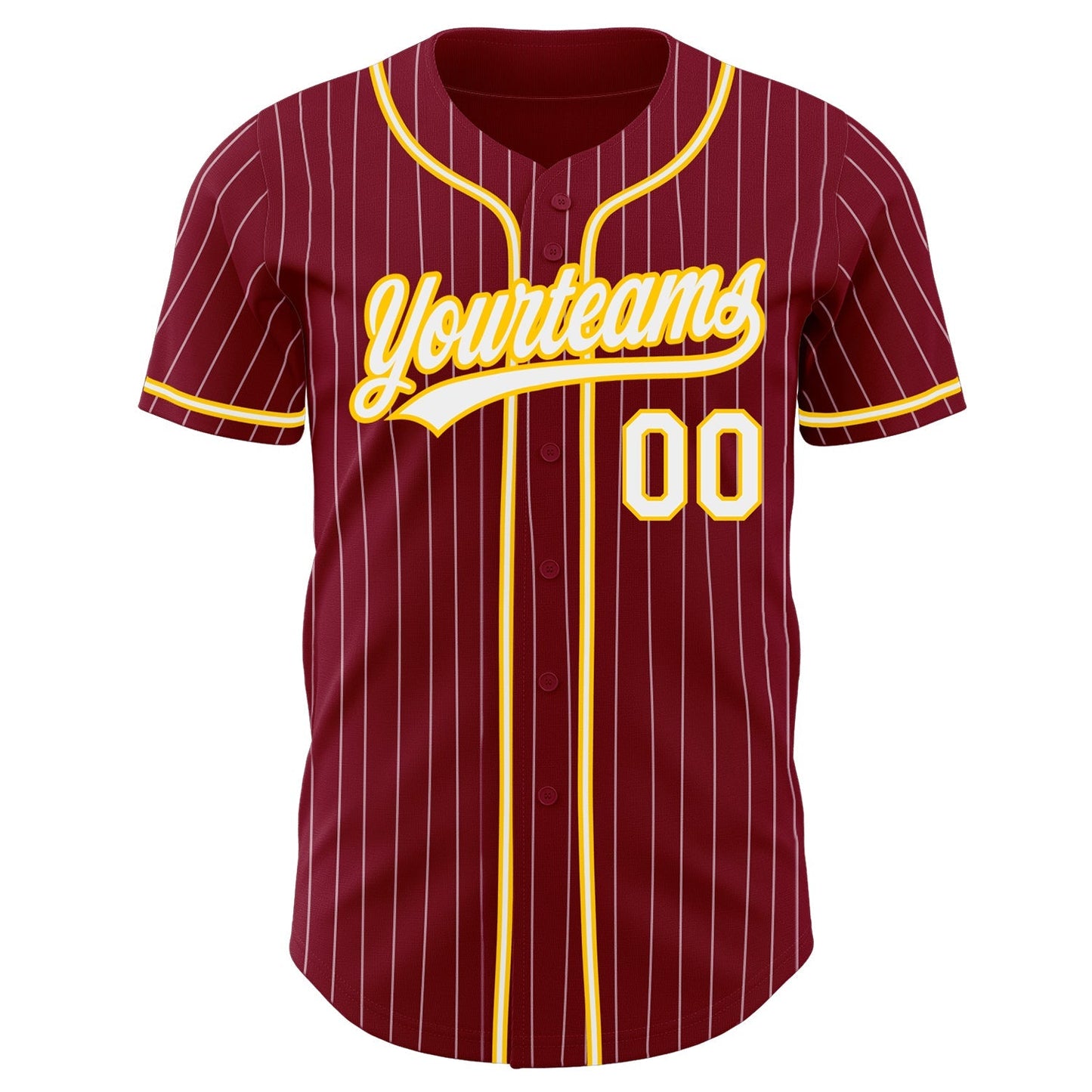 Custom Crimson White Pinstripe White-Gold Authentic Baseball Jersey baseball jersey product view 2