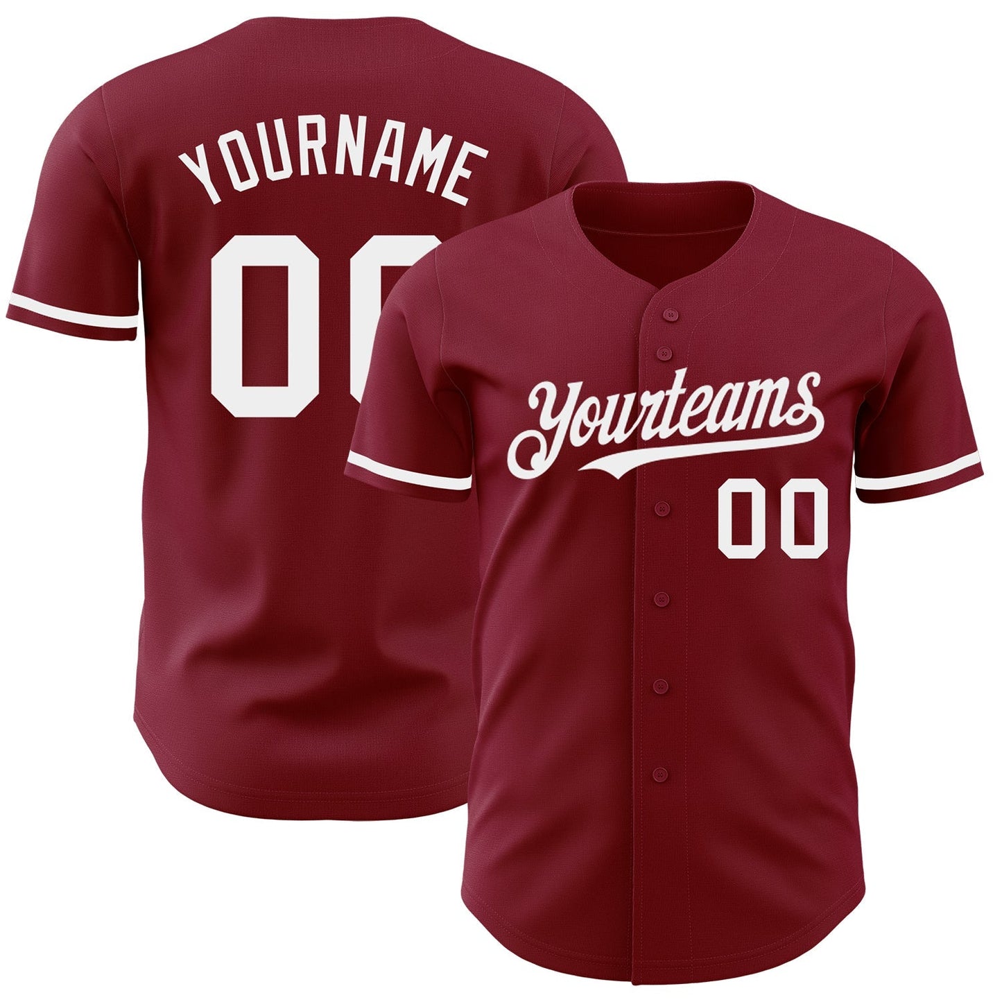 Custom Crimson White Authentic Baseball Jersey baseball jersey product view 1