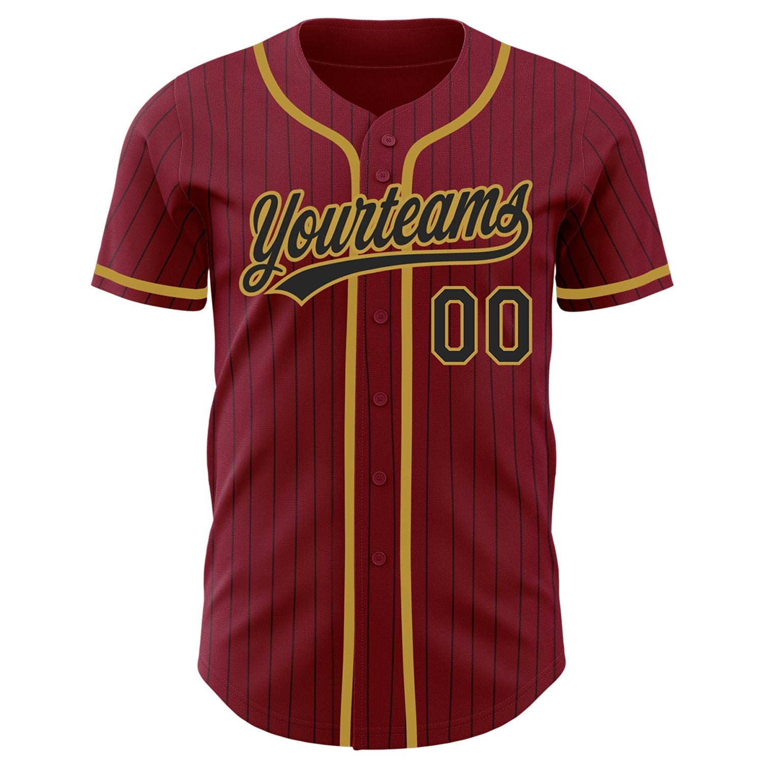 Custom Crimson Black Pinstripe Old Gold Authentic Baseball Jersey baseball jersey product view 3