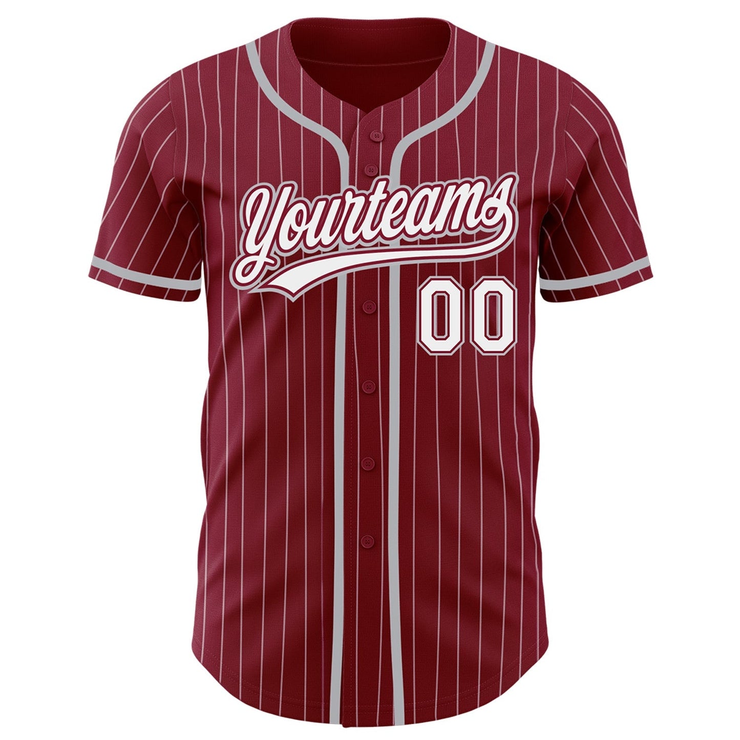 Custom Crimson White Pinstripe Gray Authentic Baseball Jersey baseball jersey product view 2