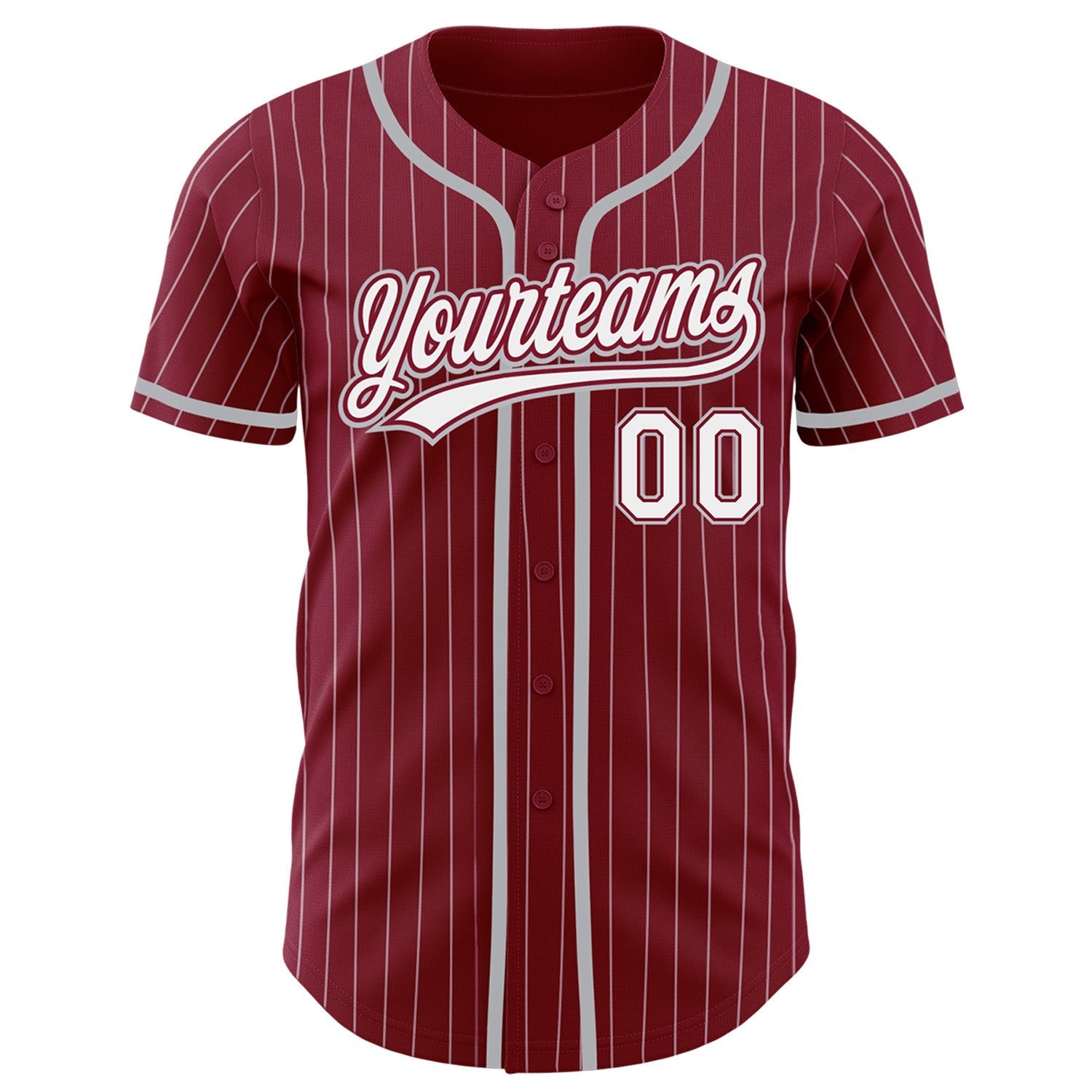 Custom Crimson White Pinstripe Gray Authentic Baseball Jersey baseball jersey product view 2