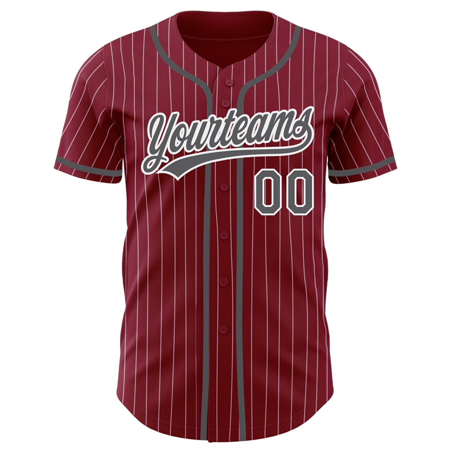 Custom Crimson White Pinstripe Steel Gray Authentic Baseball Jersey baseball jersey product view 2